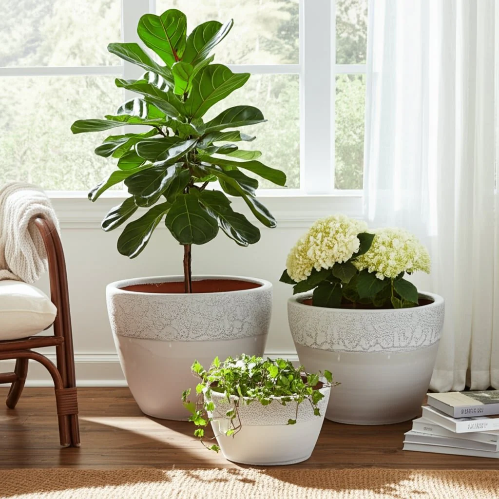 S/3 8/11/15" Lava & Glazed Ombre Planters, Ivory - Image 11