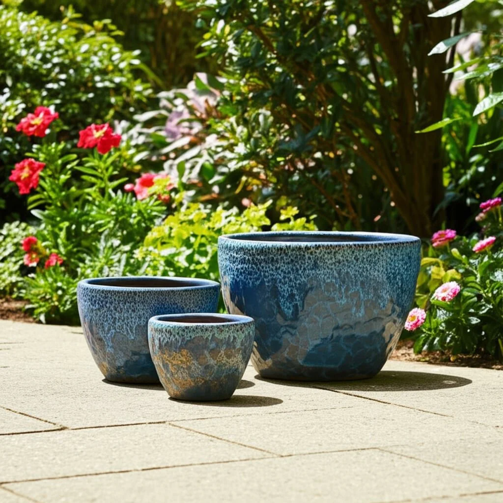 S/3 8/11/15" Lava Planters, Blue - Image 12