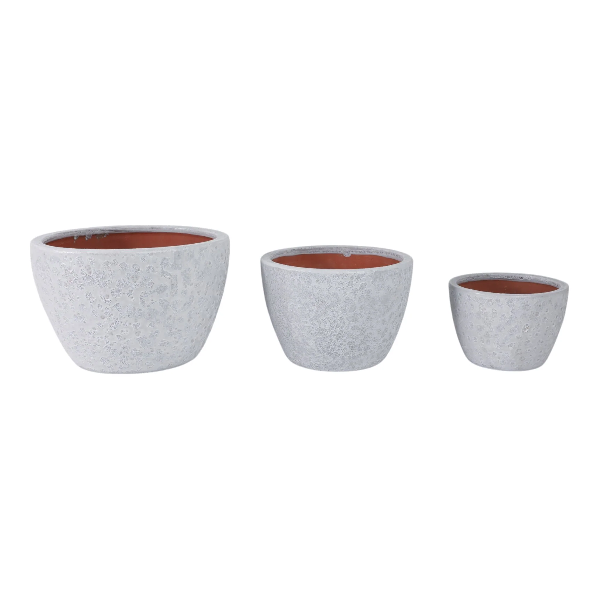 S/3 8/11/15" Lava Planters, White