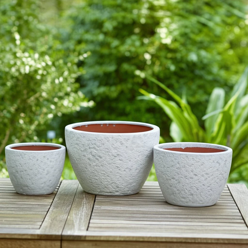 S/3 8/11/15" Lava Planters, White - Image 10