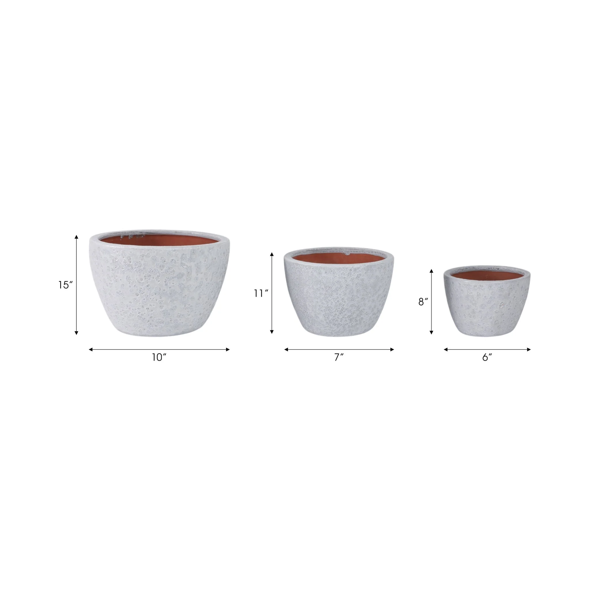 S/3 8/11/15" Lava Planters, White - Image 8