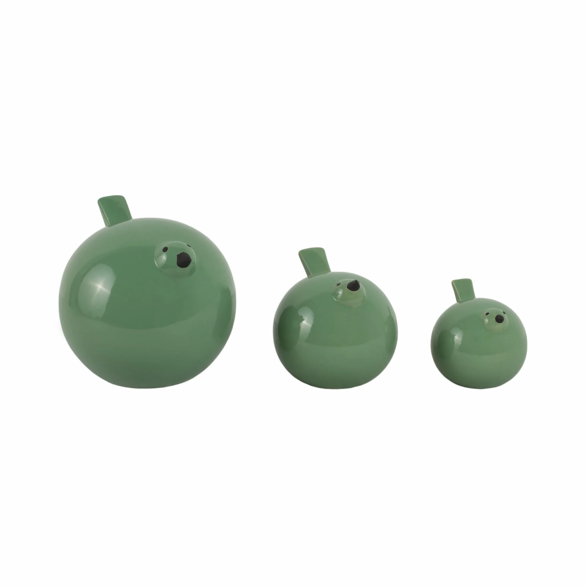 S/3 8" Birds, Dark Sage Green