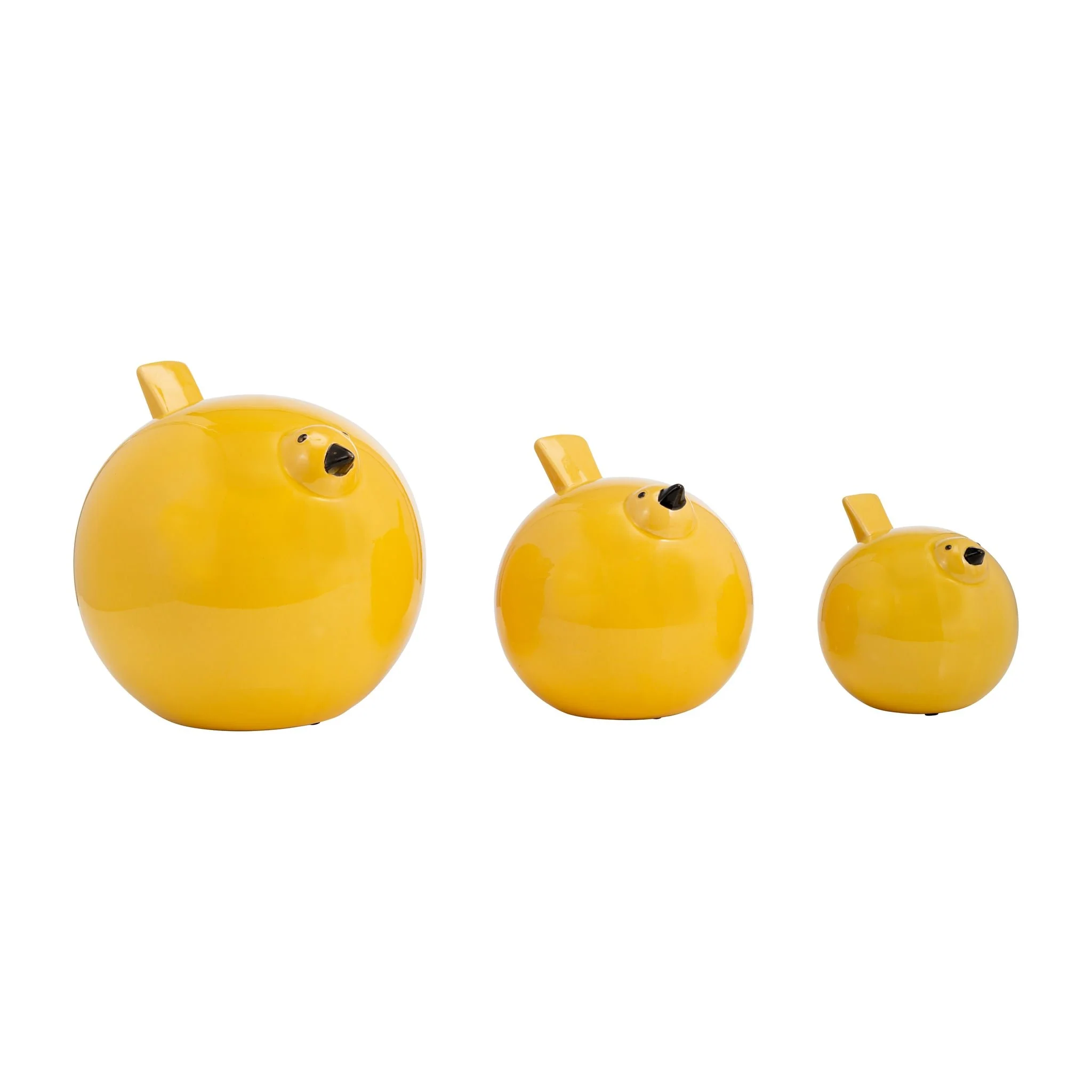 S/3 8" Birds , Yellow