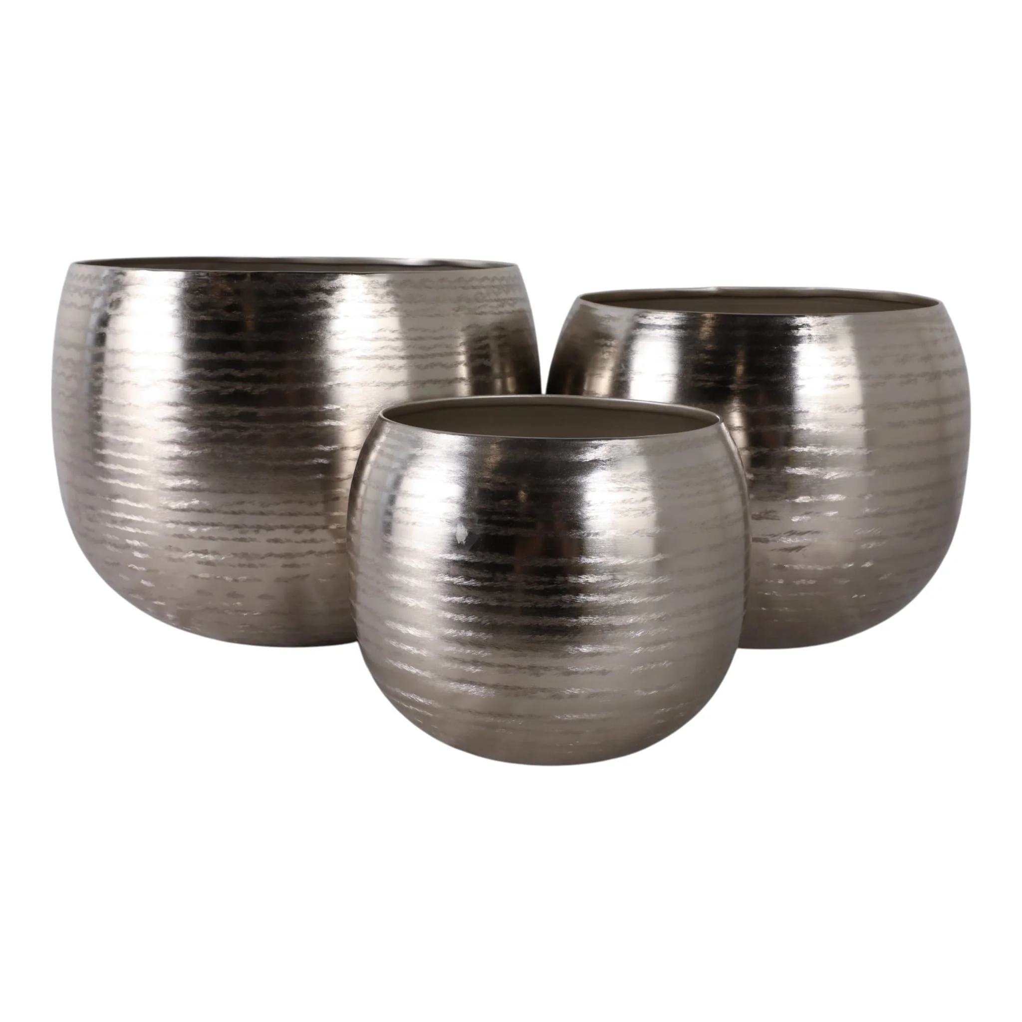 S/3 9/12/14" Hammered Metal Planters, Silver - Image 5