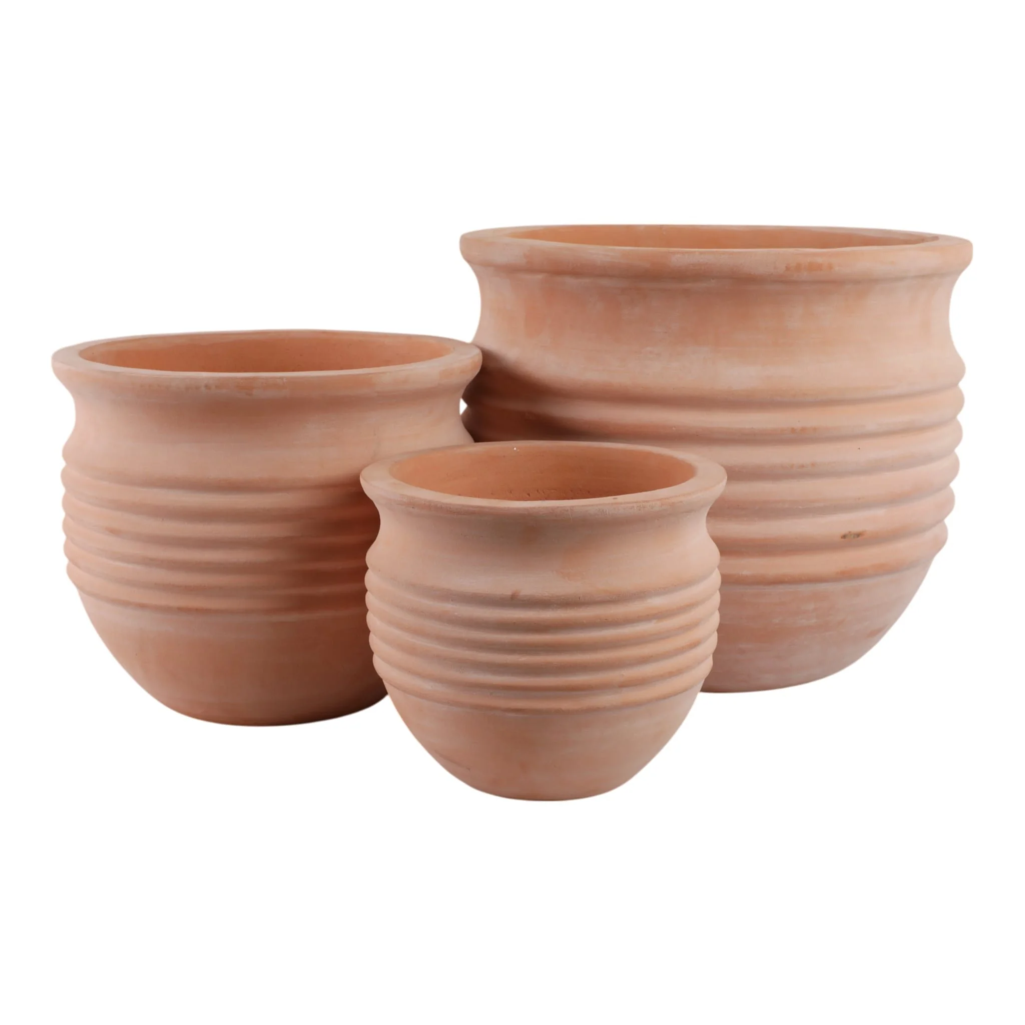 S/3 9/12/15" Terracotta Ribbed Pots, Natural - Image 5
