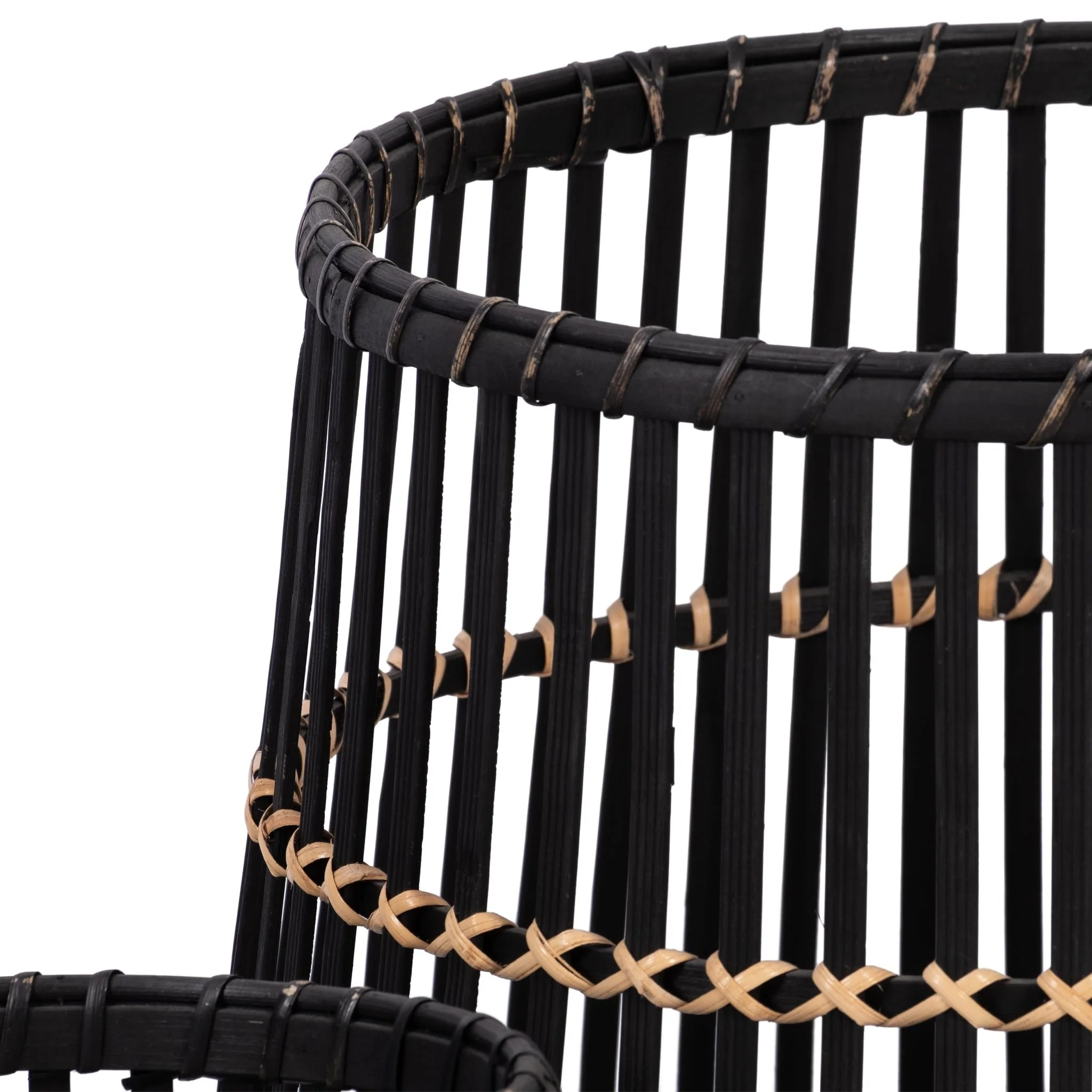 S/3 Bamboo Footed Planters 17/14/10", Black - Image 3