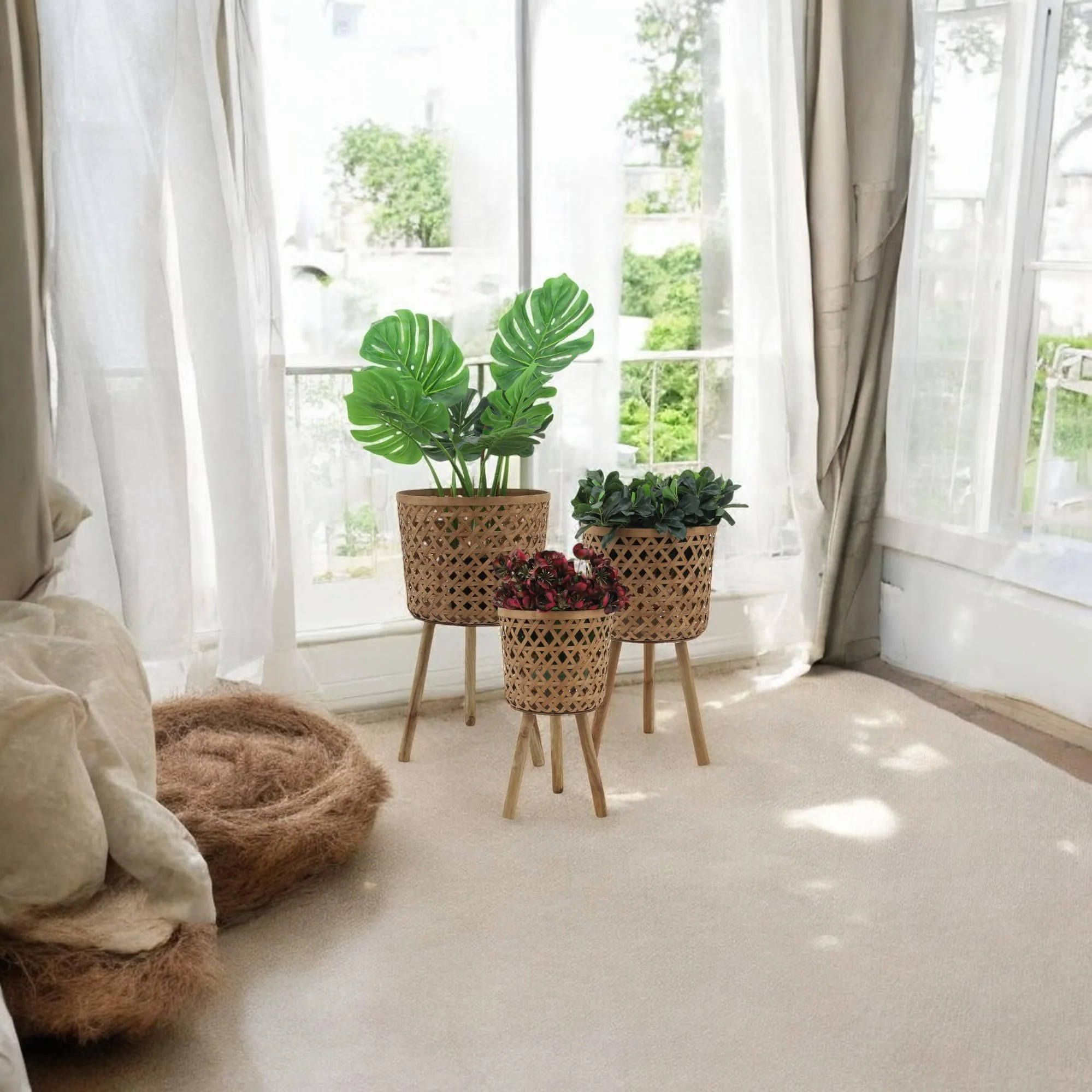 S/3 Bamboo Planters 11/13/15" Natural - Image 10