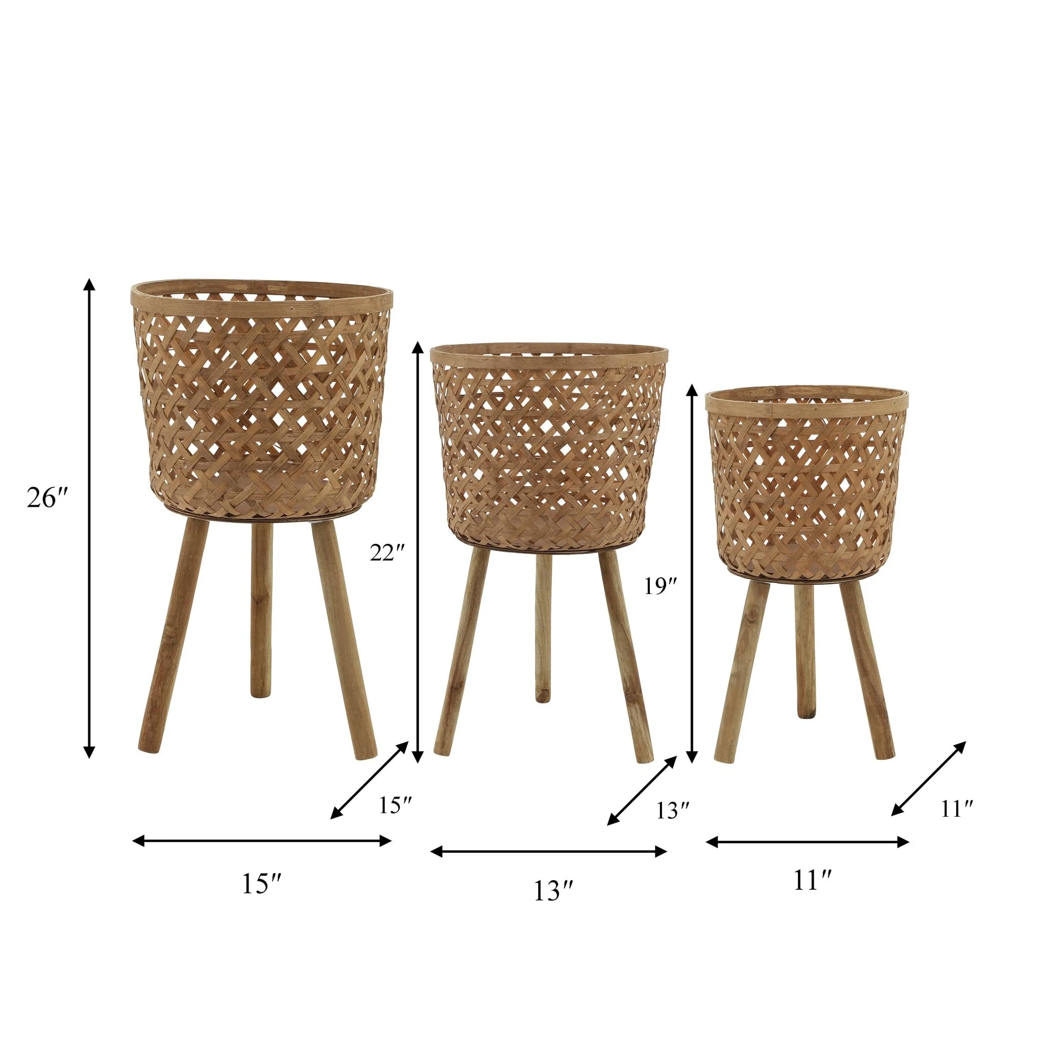 S/3 Bamboo Planters 11/13/15" Natural - Image 6