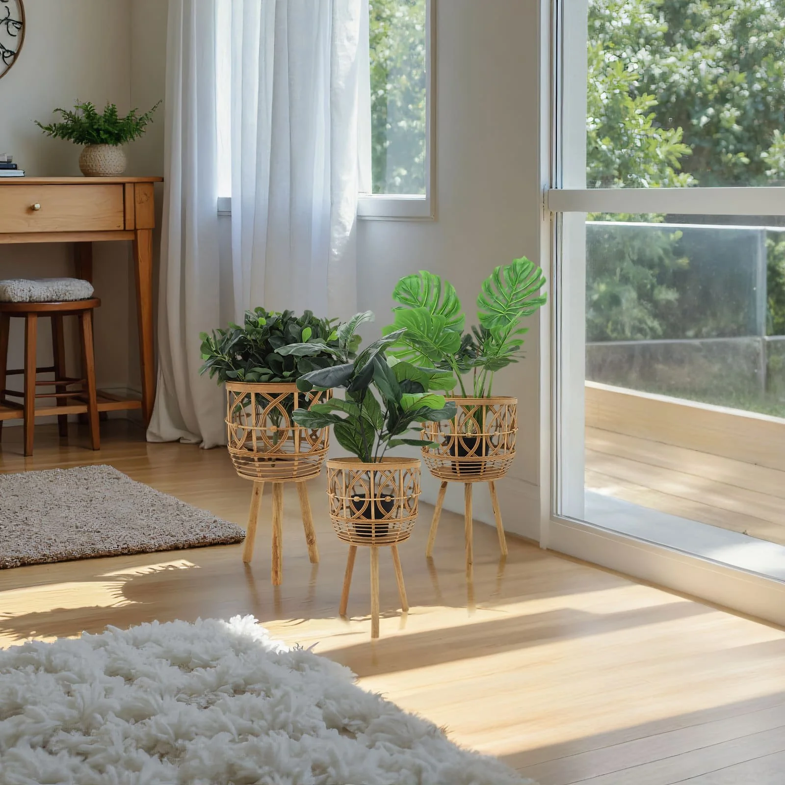S/3 Bamboo Planters 11/13/15" Natural - Image 10