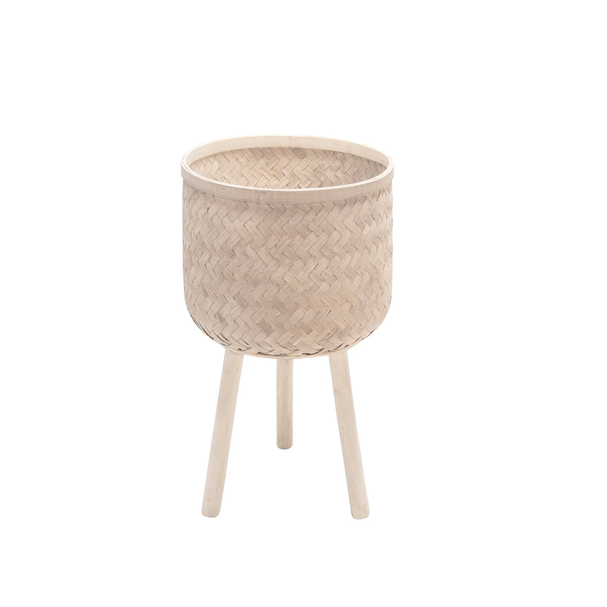 S/3 Bamboo Planters White Wash - Image 4