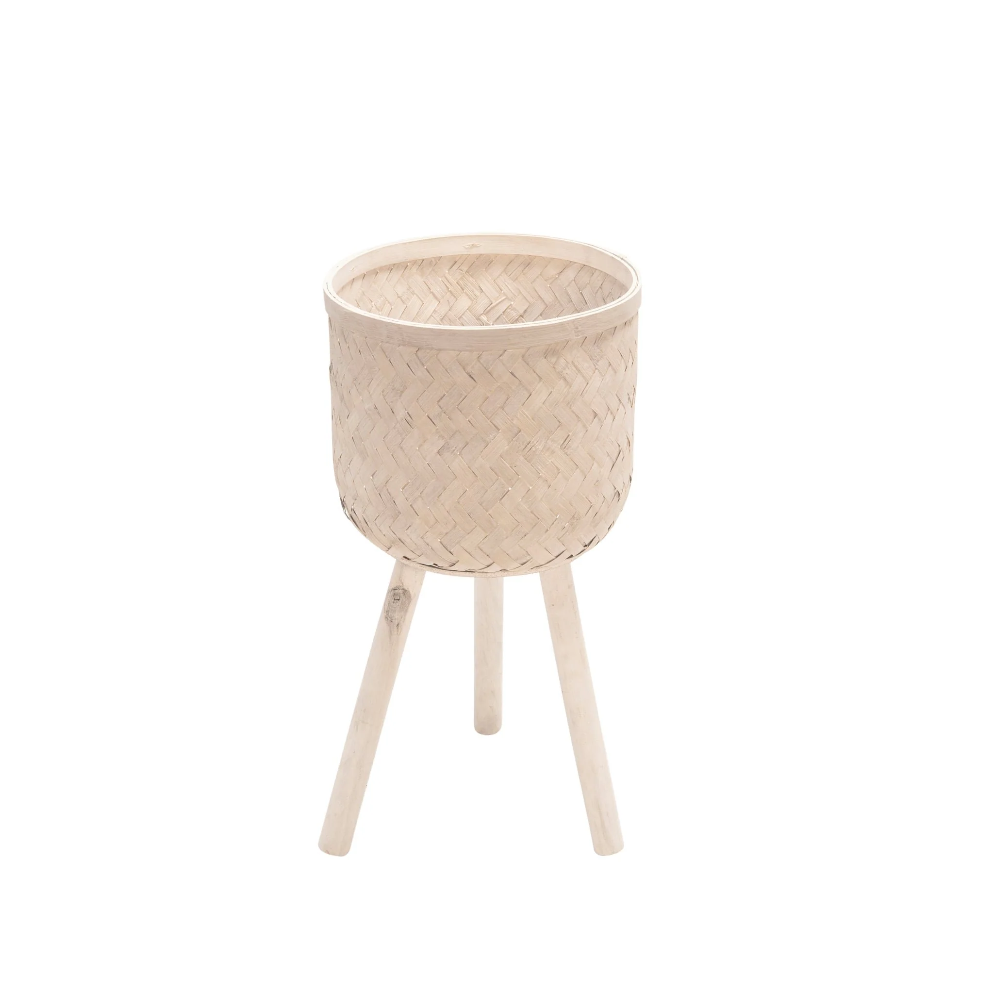 S/3 Bamboo Planters White Wash - Image 5