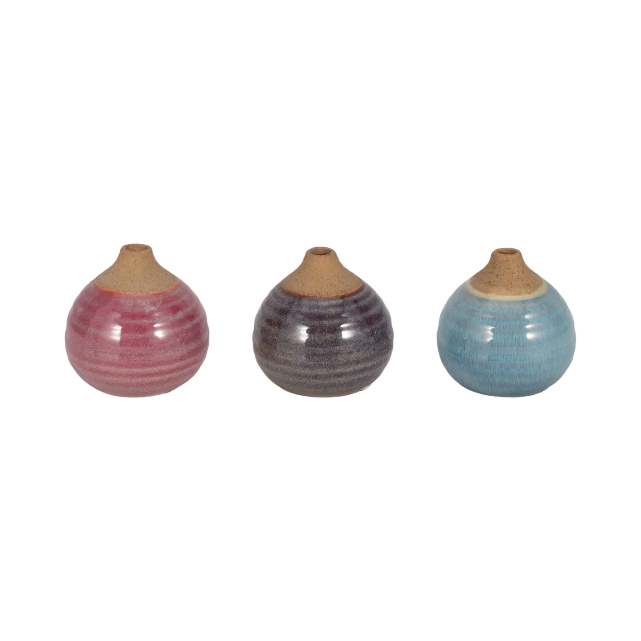 S/3 Glazed Bud Vases, Purple/blue/pink - Image 3