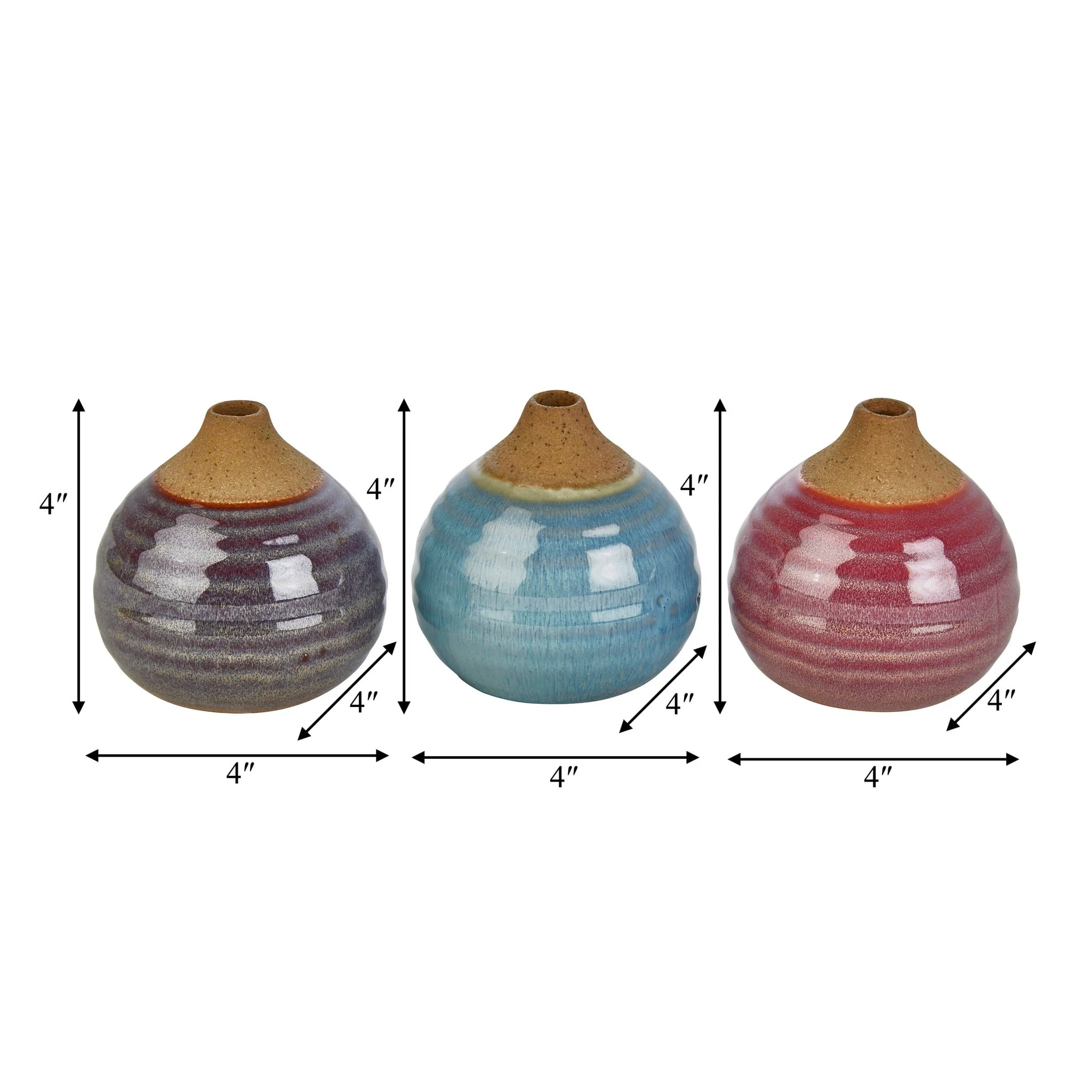 S/3 Glazed Bud Vases, Purple/blue/pink - Image 8