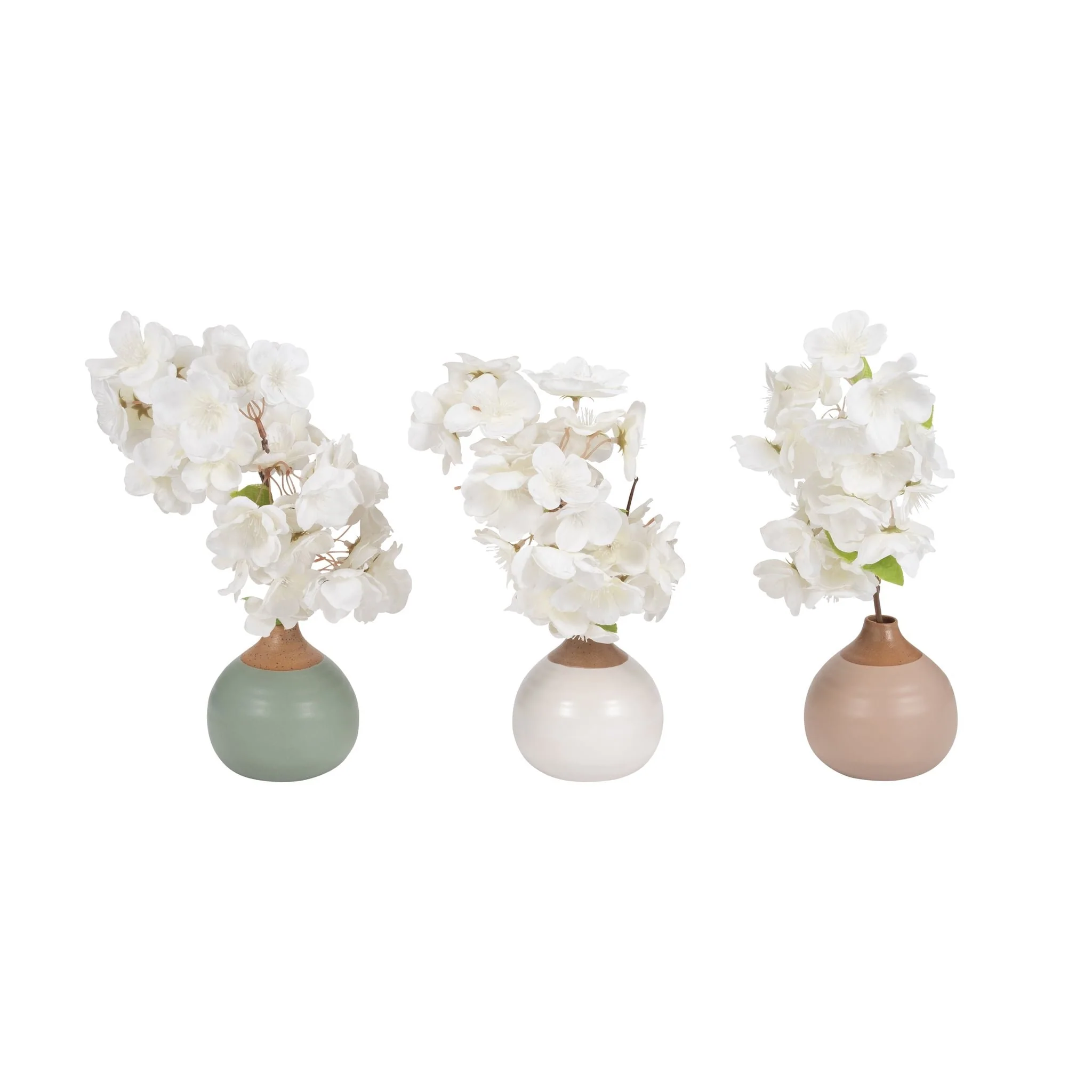 S/3 Matte Bud Vases, Creme/drk Sage/cotton White - Image 2