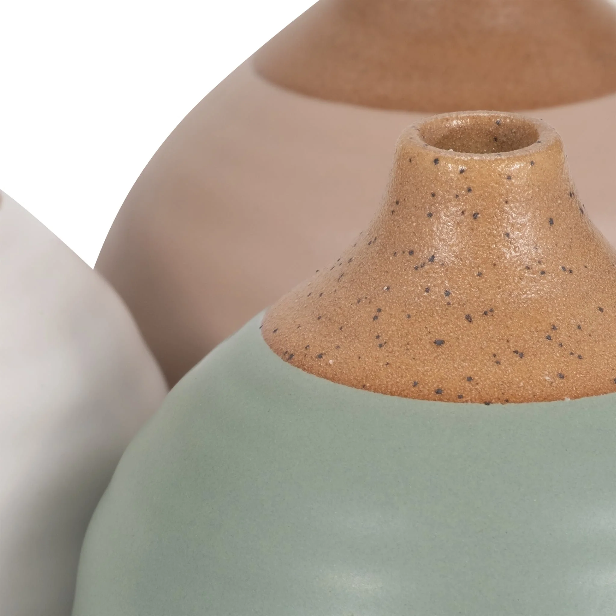 S/3 Matte Bud Vases, Creme/drk Sage/cotton White - Image 5