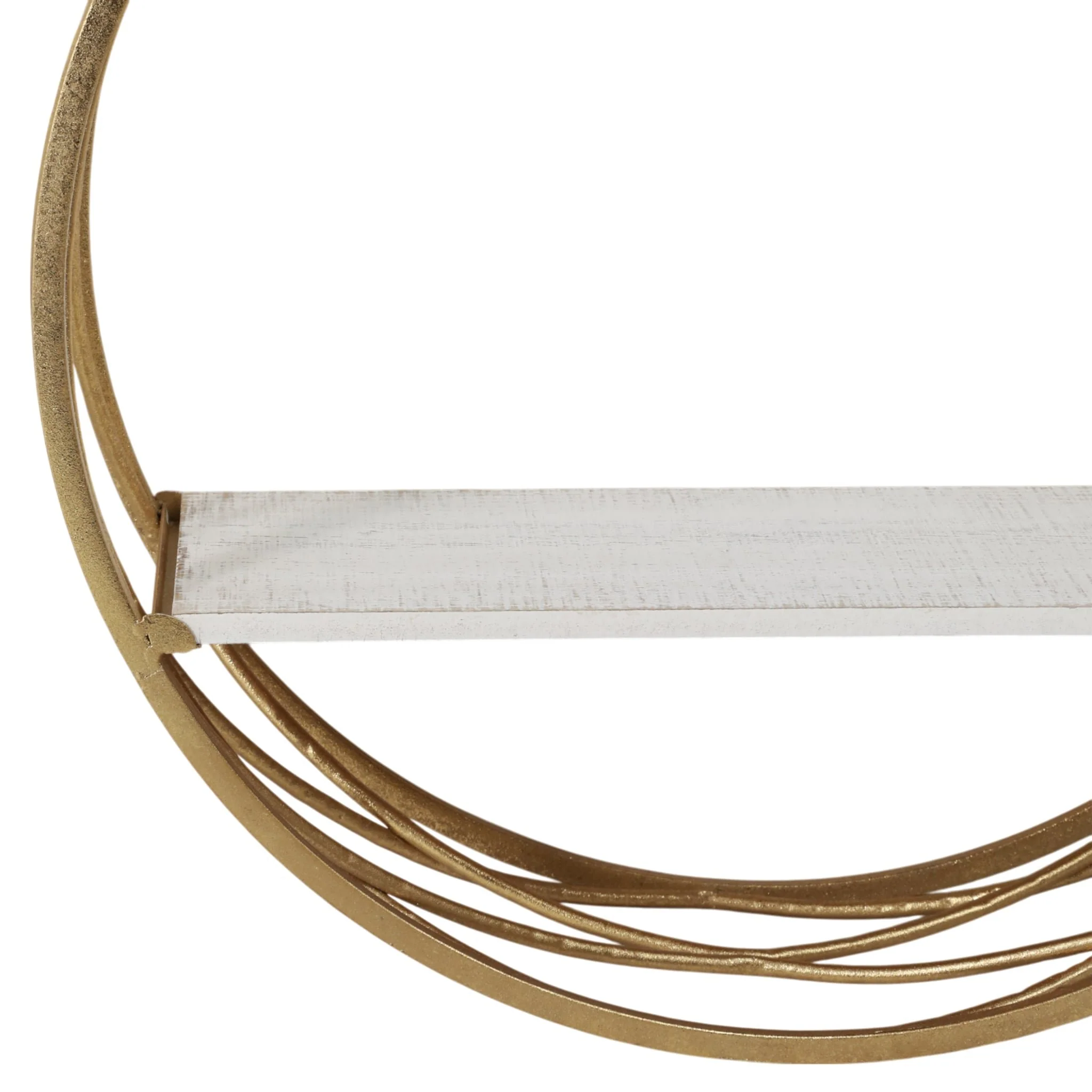 S/3 Metal Round Wall Shelves,white/gold - Image 4