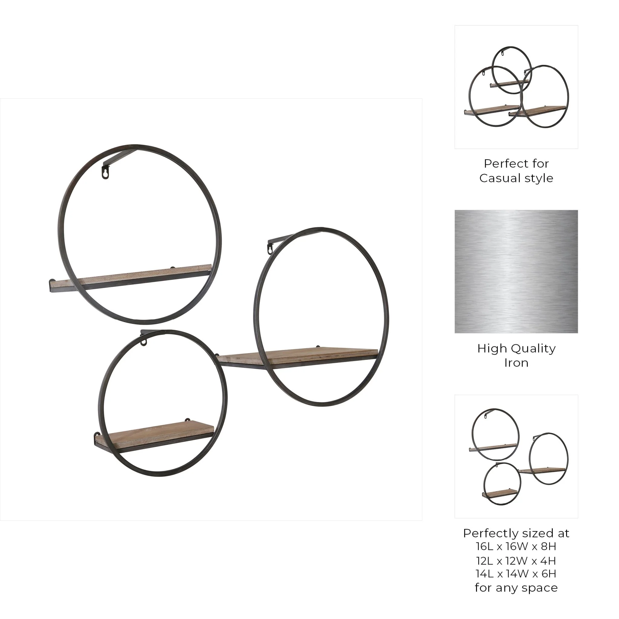 S/3 Wood/metal Wall Shelves - Image 6