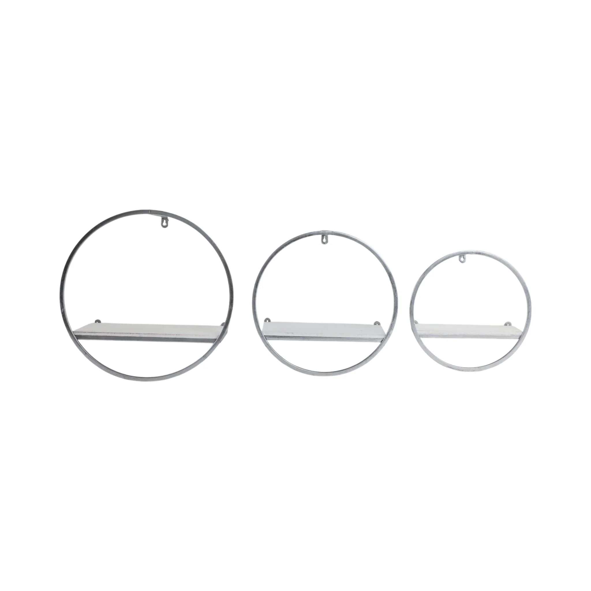 S/3 Wood/metal Wall Shelves, White/silver
