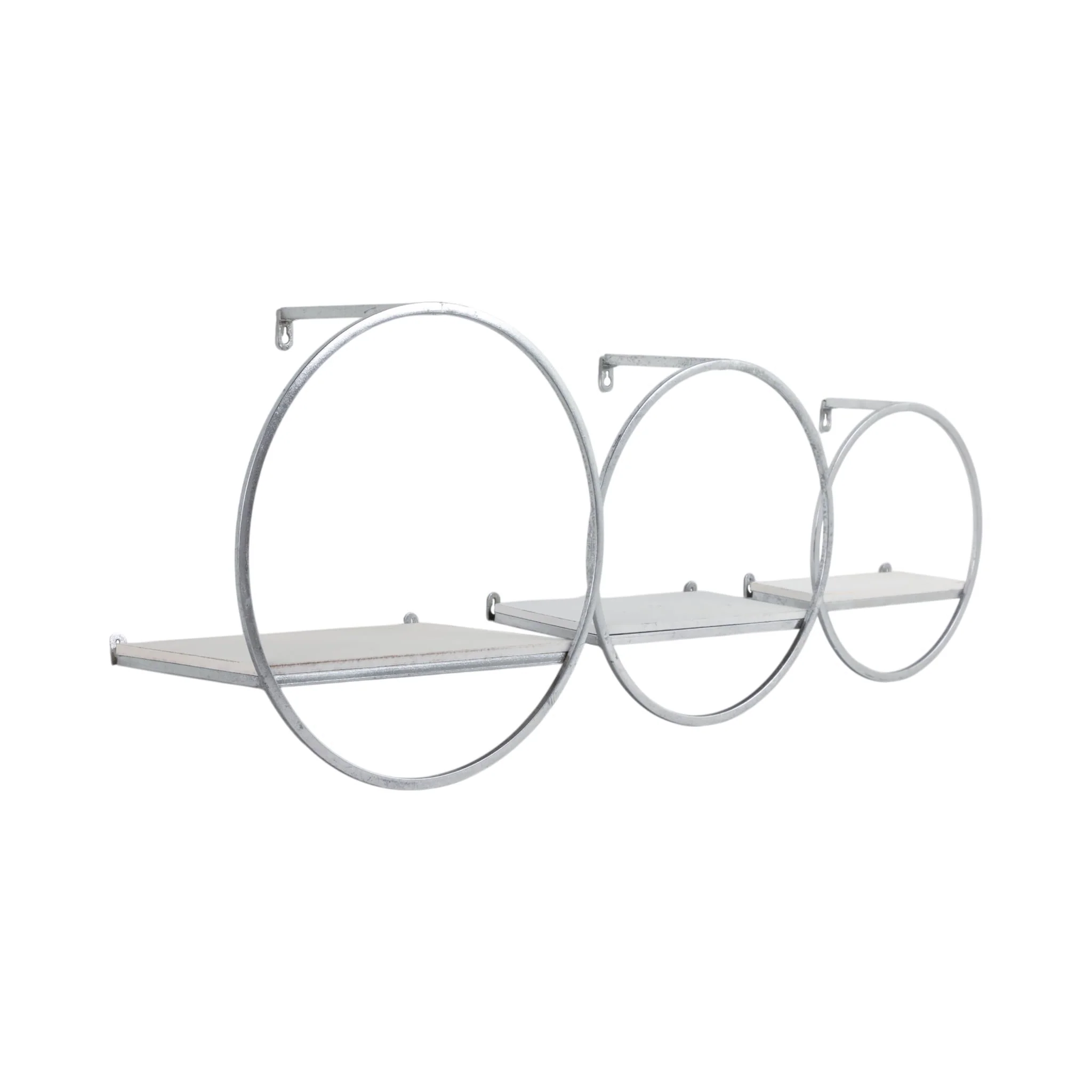 S/3 Wood/metal Wall Shelves, White/silver - Image 2