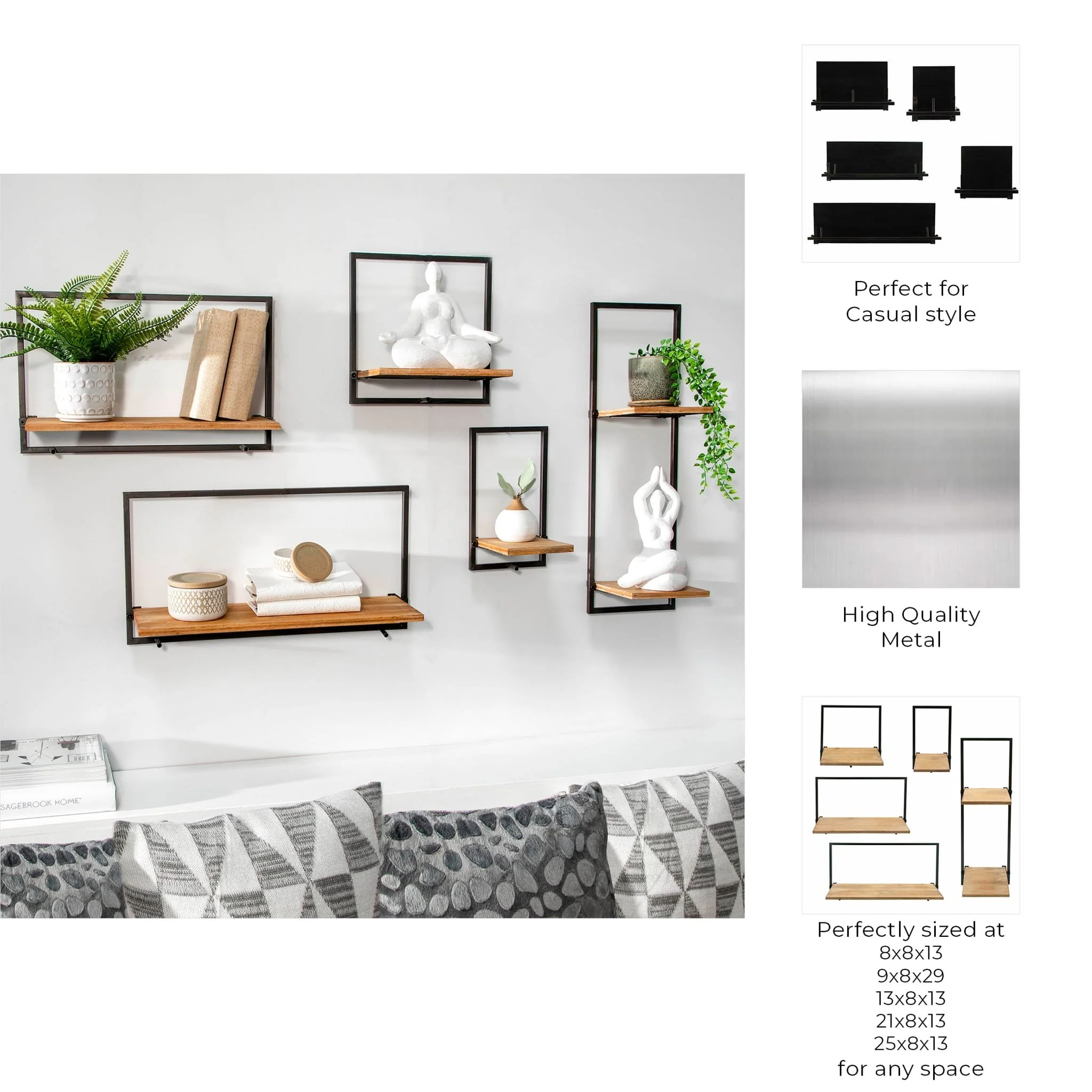 S/5 Wood/metal Wall Shelves - Image 6