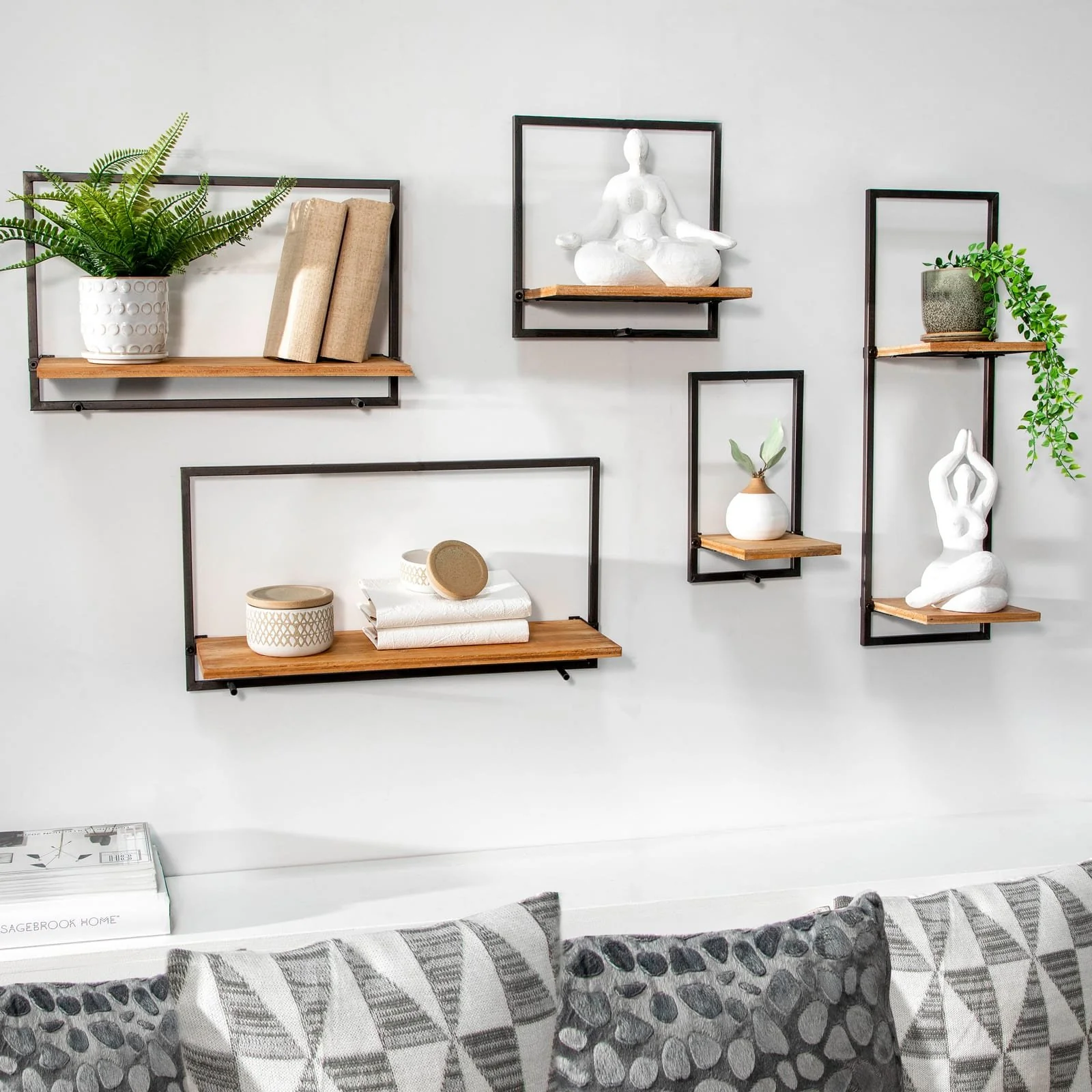 S/5 Wood/metal Wall Shelves - Image 7