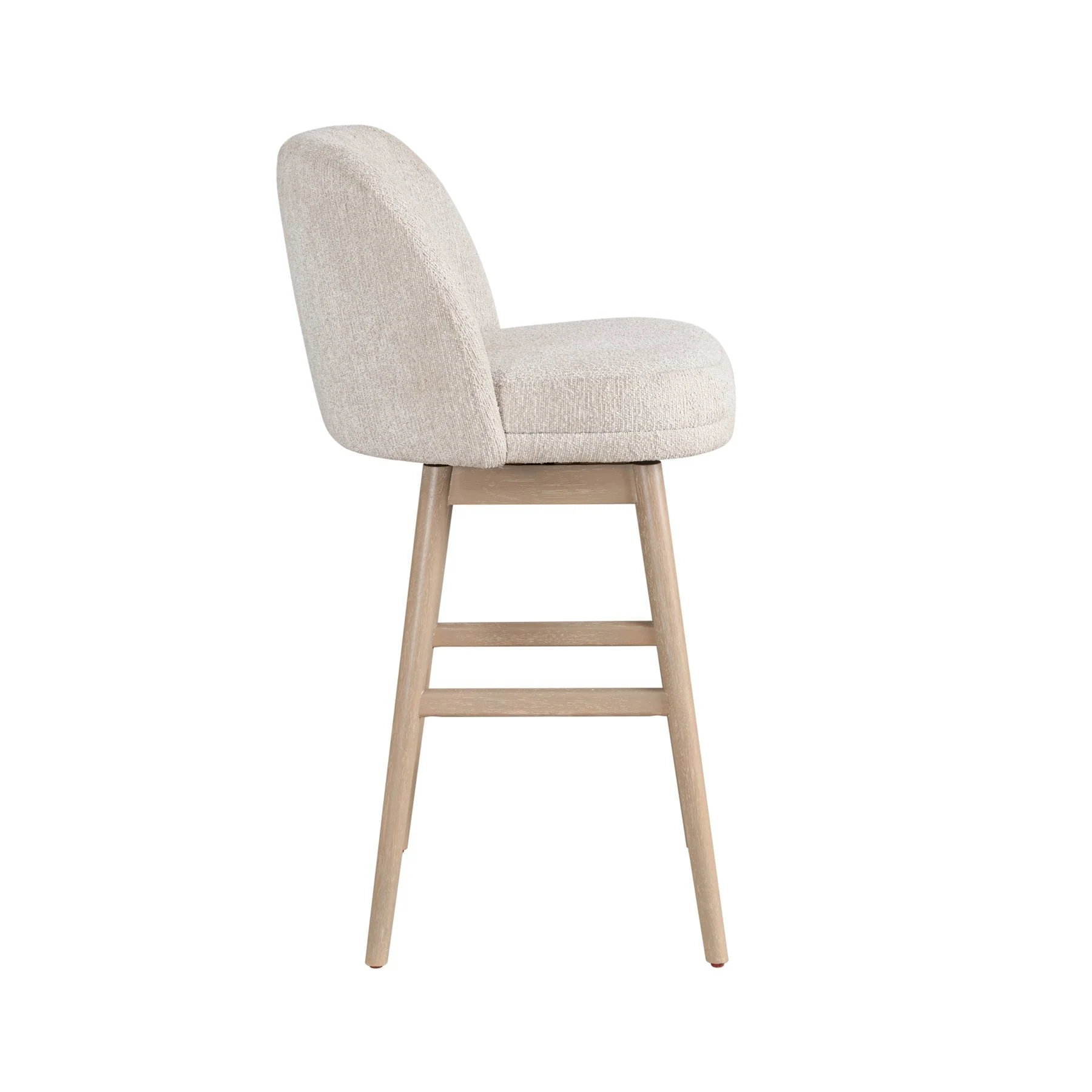 Sadie Solid Wood Upholstered 30" Bar Height Swivel Barstool with Ancient Stone Fabric Seat - Image 3