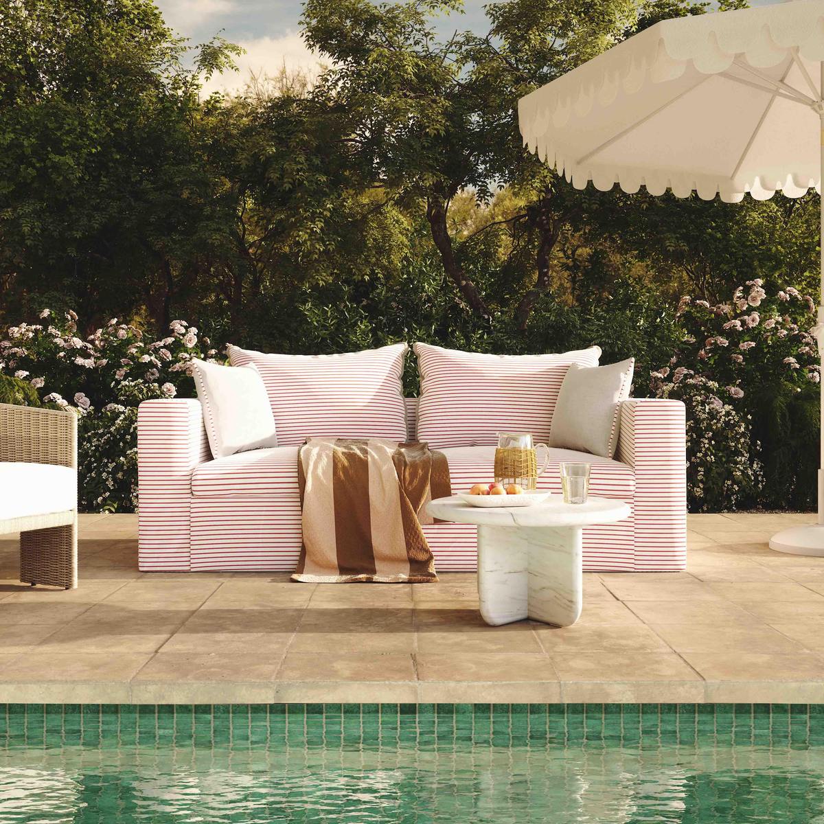 Salty Red Striped Indoor/Outdoor Sofa - Image 2