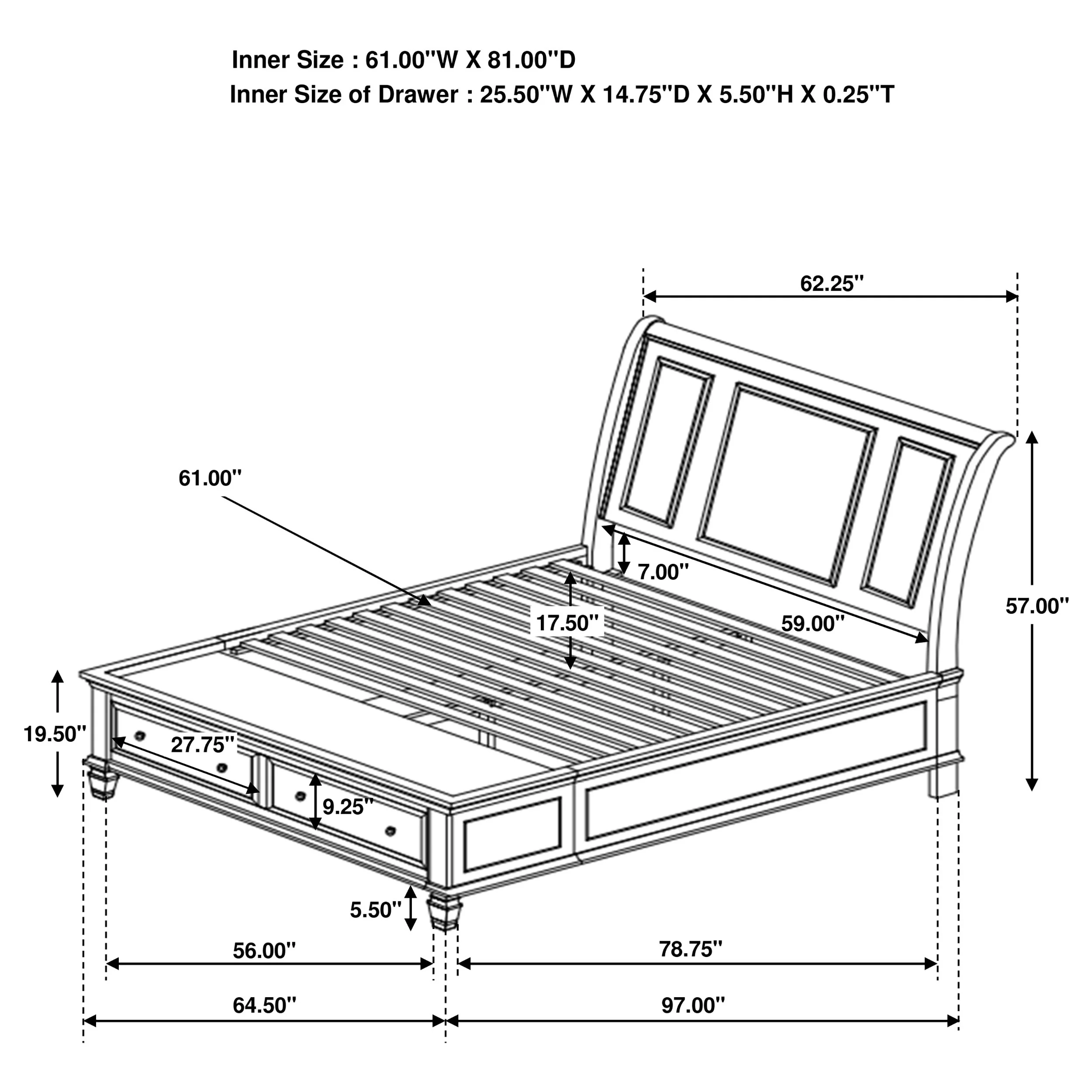 Sandy Beach Panel Platform Storage Bed - Image 6