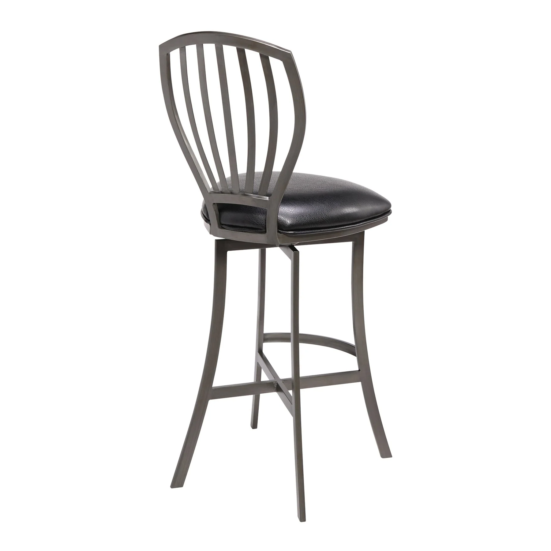 Sandy Contemporary 30" Bar Height Barstool in Mineral Finish and Black Faux Leather - Image 2