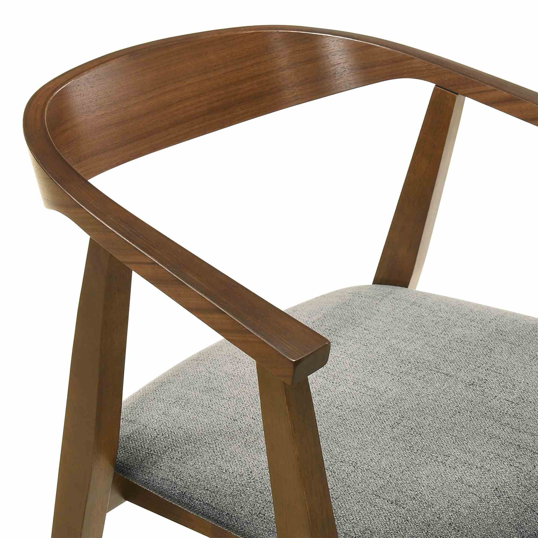 Santana 5 Piece Round Walnut Wood Dining Table Set with Charcoal Fabric - Image 6