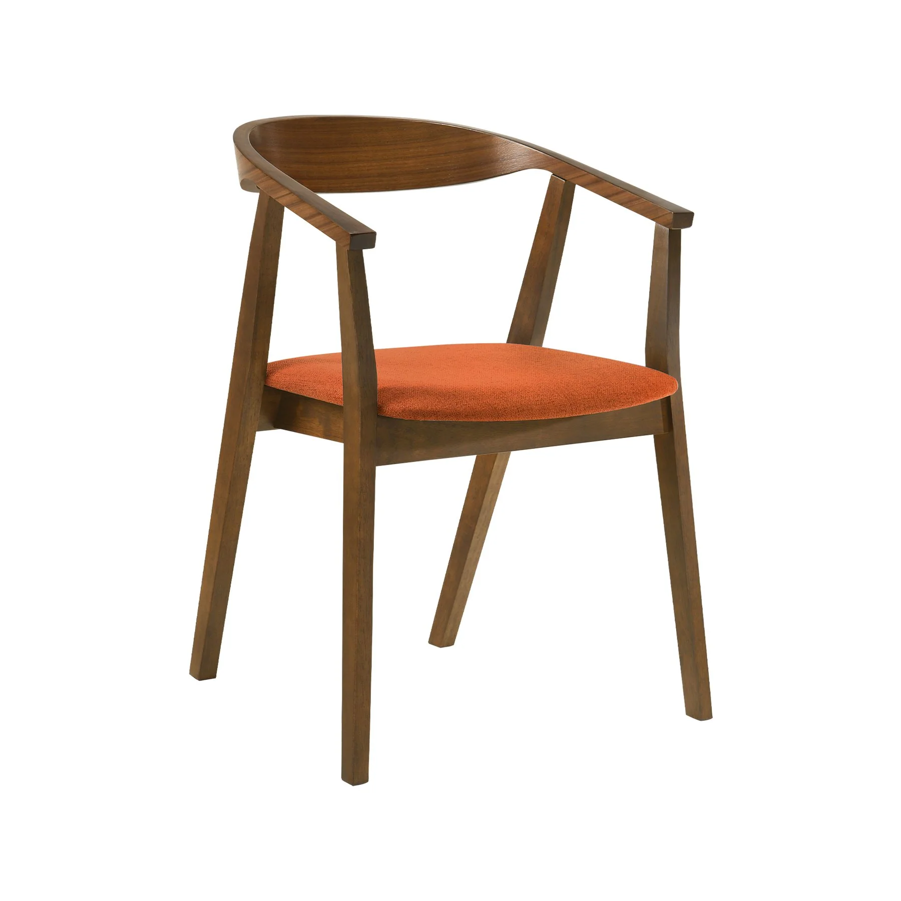 Santana 5 Piece Round Walnut Wood Dining Table Set with Orange Fabric - Image 2