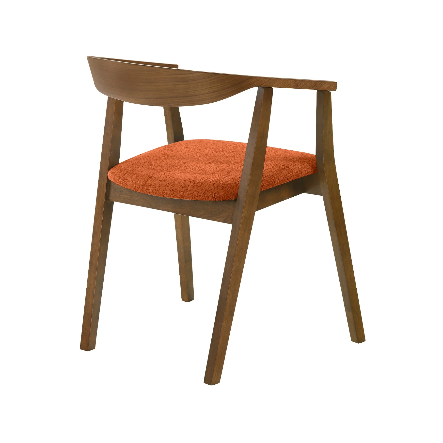 Santana 5 Piece Round Walnut Wood Dining Table Set with Orange Fabric - Image 3