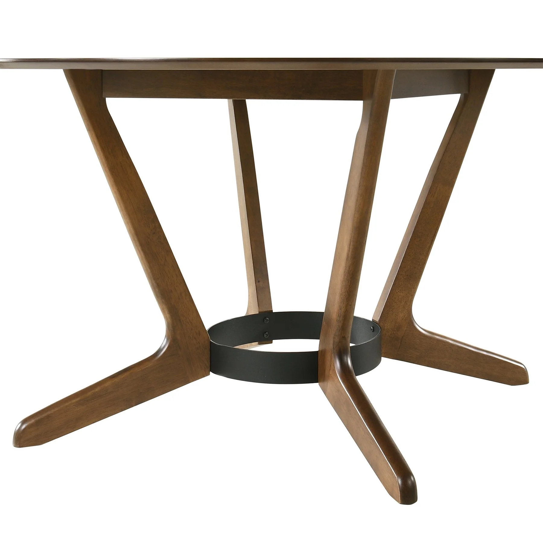 Santana 5 Piece Round Walnut Wood Dining Table Set with Orange Fabric - Image 9