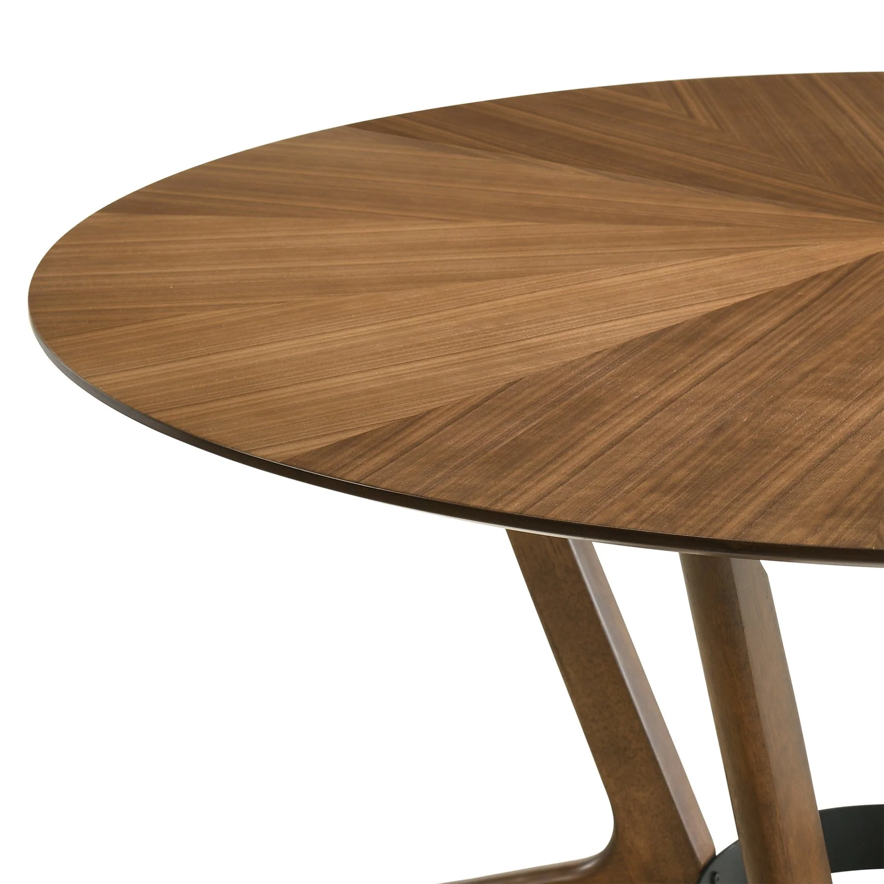 Santana 7 Piece Round Walnut Wood Dining Table Set with Charcoal Fabric - Image 8