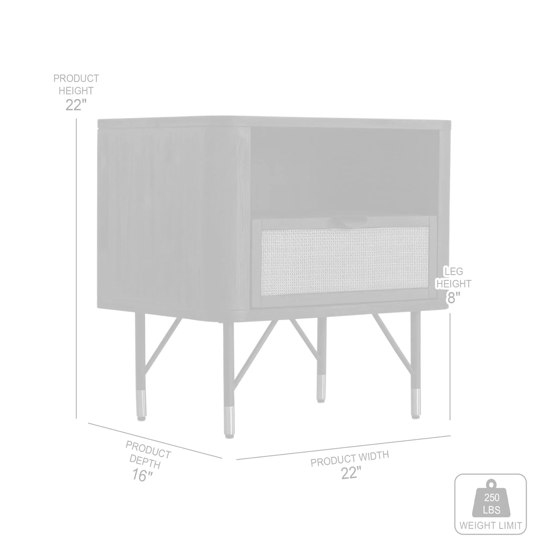 Saratoga Nightstand in Black Acacia with Rattan - Image 5