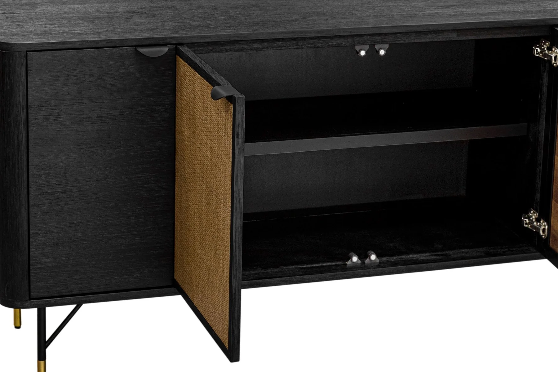 Saratoga Sideboard Buffet in Black Acacia with Rattan - Image 5