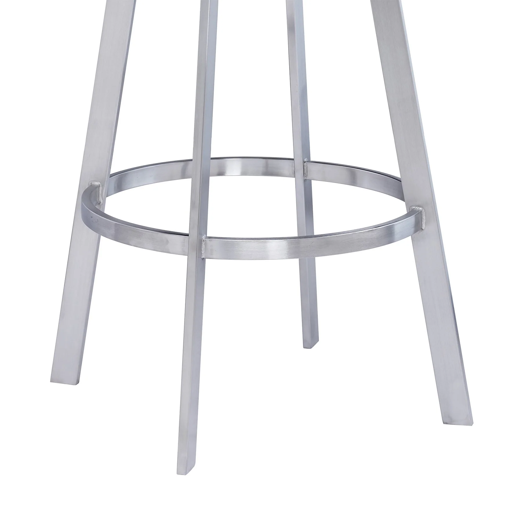Saturn 26" Counter Height Swivel Black Faux Leather and Brushed Stainless Steel Bar Stool - Image 7
