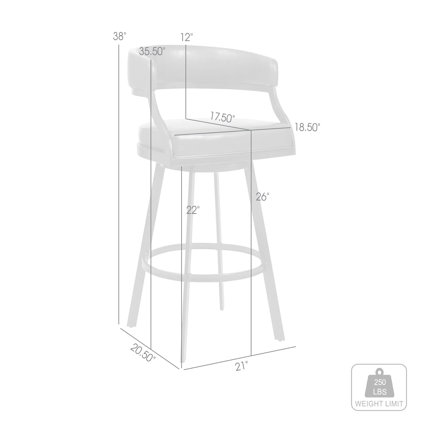Saturn 26" Counter Height Swivel Black Faux Leather and Metal Bar Stool - Image 11