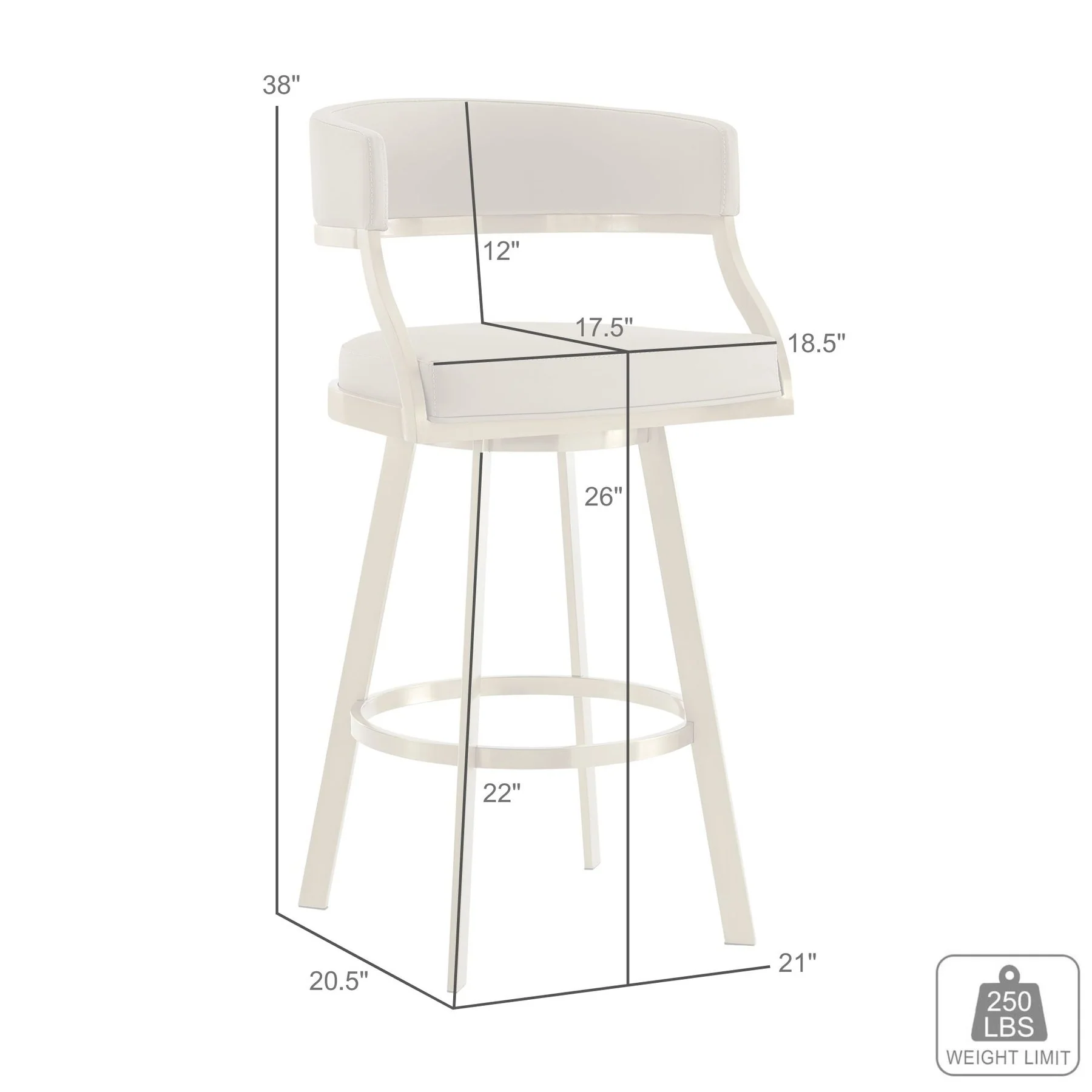 Saturn 26" Swivel Counter Stool with Gold Brushed Stainless Steel and Black Faux Leather - Image 9