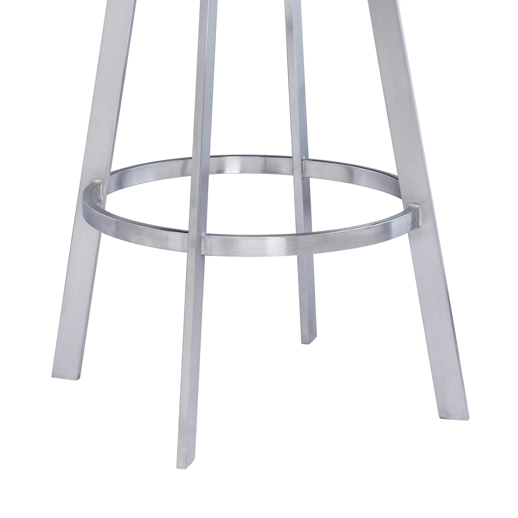 Saturn 30" Bar Height Swivel Gray Faux Leather and Brushed Stainless Steel Bar Stool - Image 7