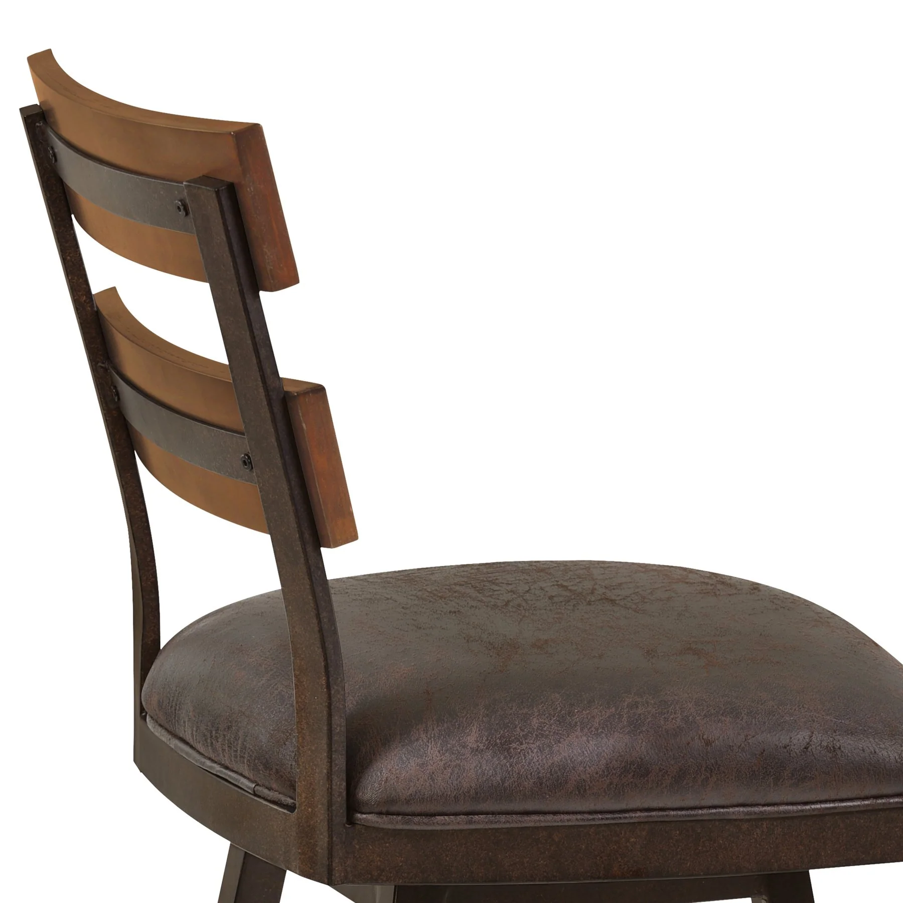 Saugus 30" Bar Height Metal Swivel Barstool in Bandero Espresso Fabric and Auburn Bay Finish with Walnut Wood Back - Image 5