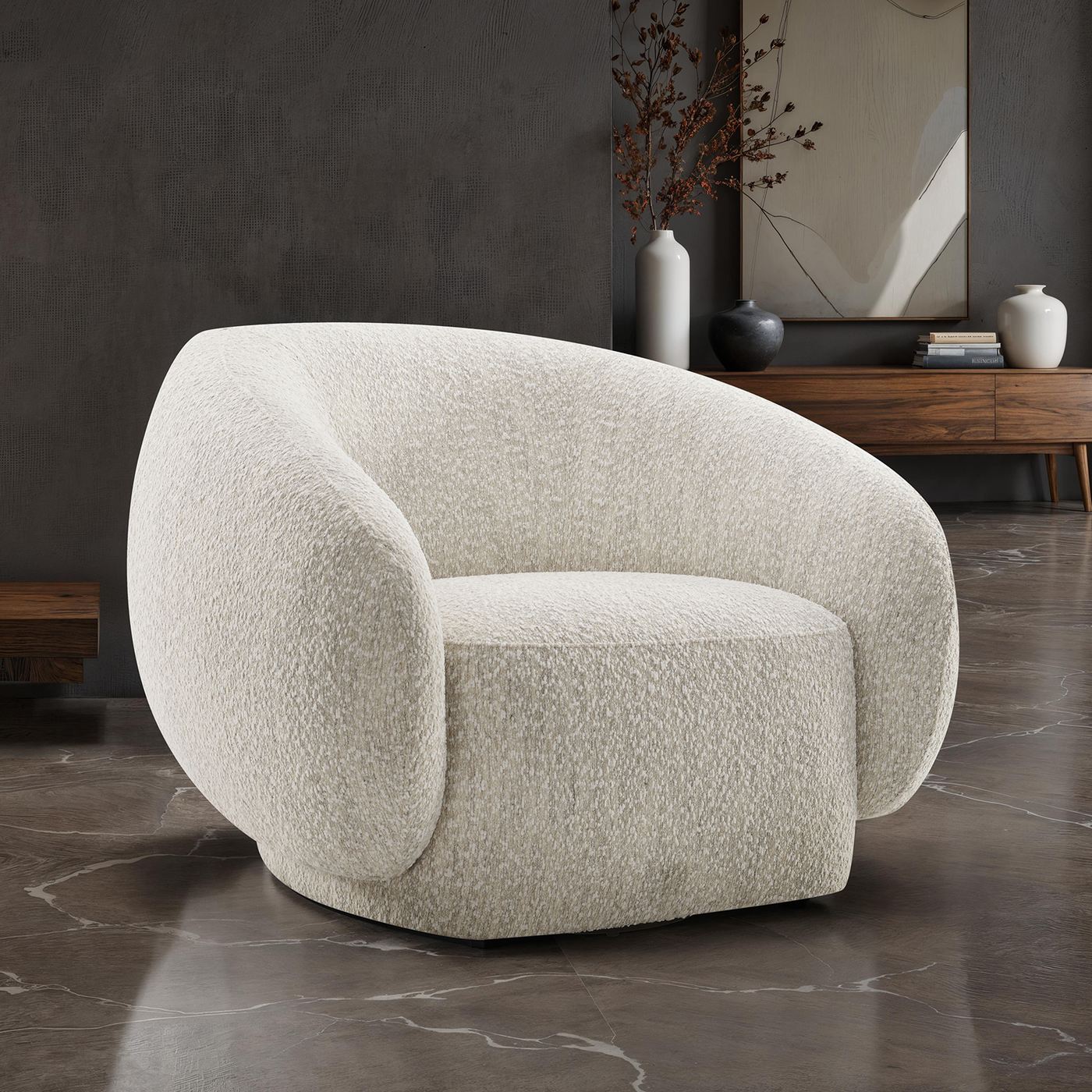 Savino Swivel Chair, Beige