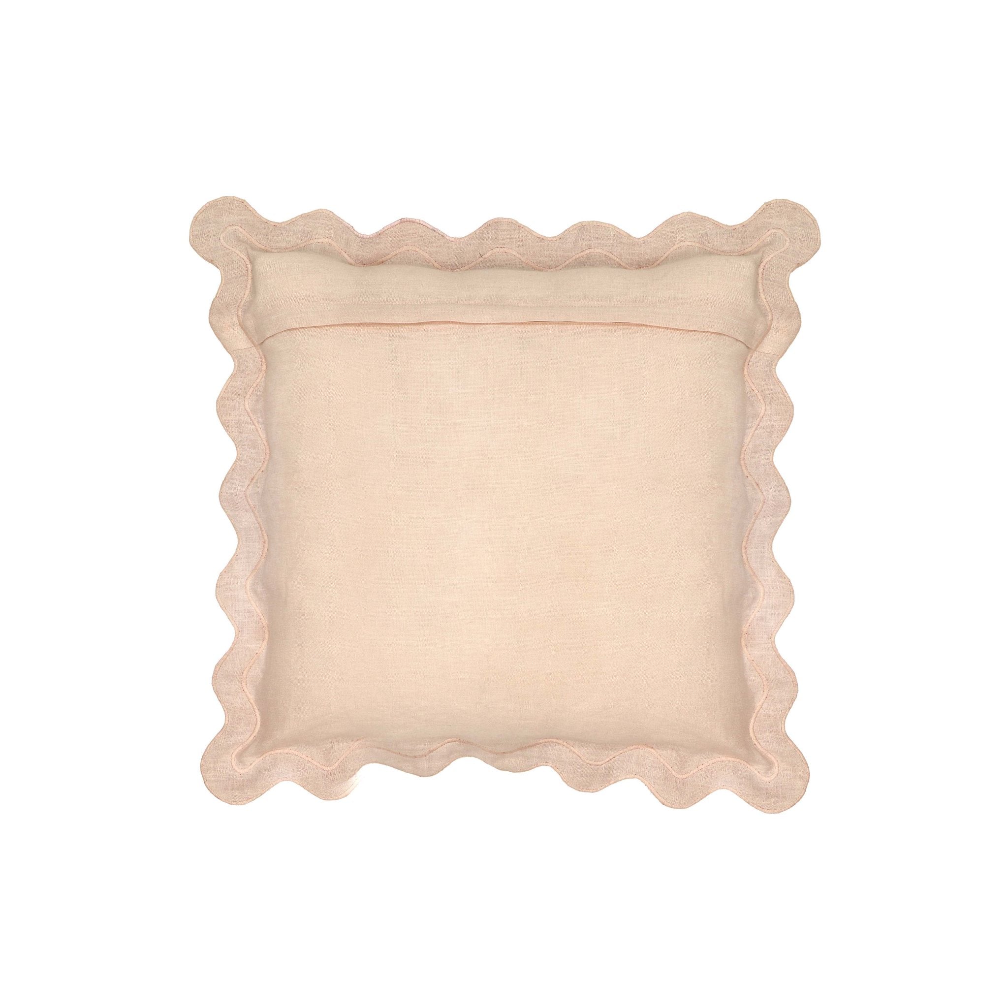 Scalloped Edge Cream and Rust Cotton Velvet Throw Pillow - Image 4