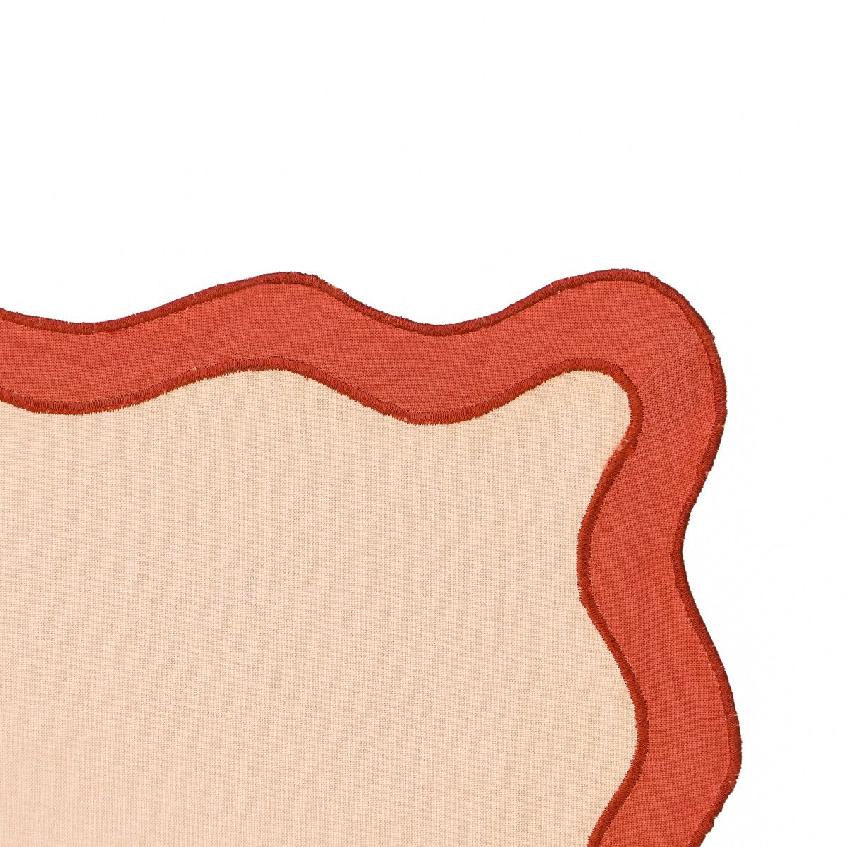 Scalloped Edge Rust and Orange Cotton Placemat - Set of 4 - Image 3