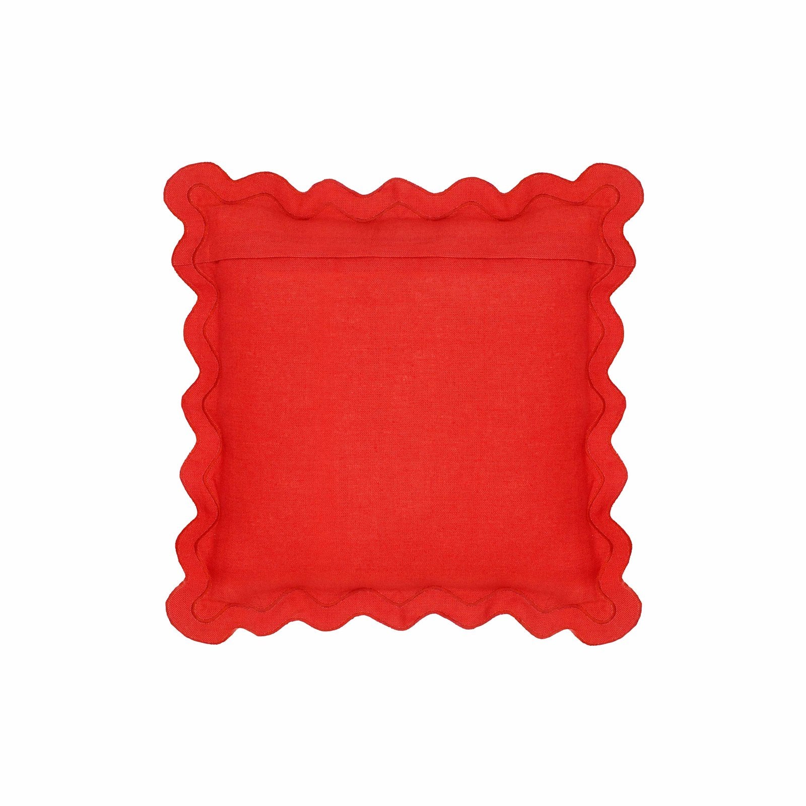Scalloped Edge Rust and Pink Linen Throw Pillow - Image 4