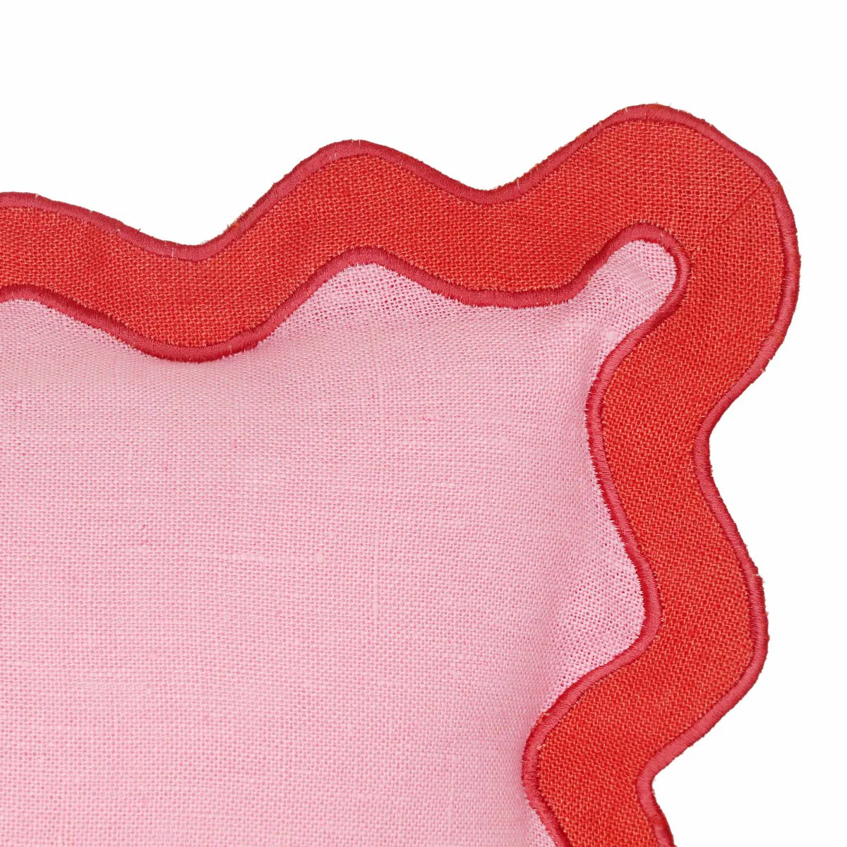Scalloped Edge Rust and Pink Linen Throw Pillow - Image 5