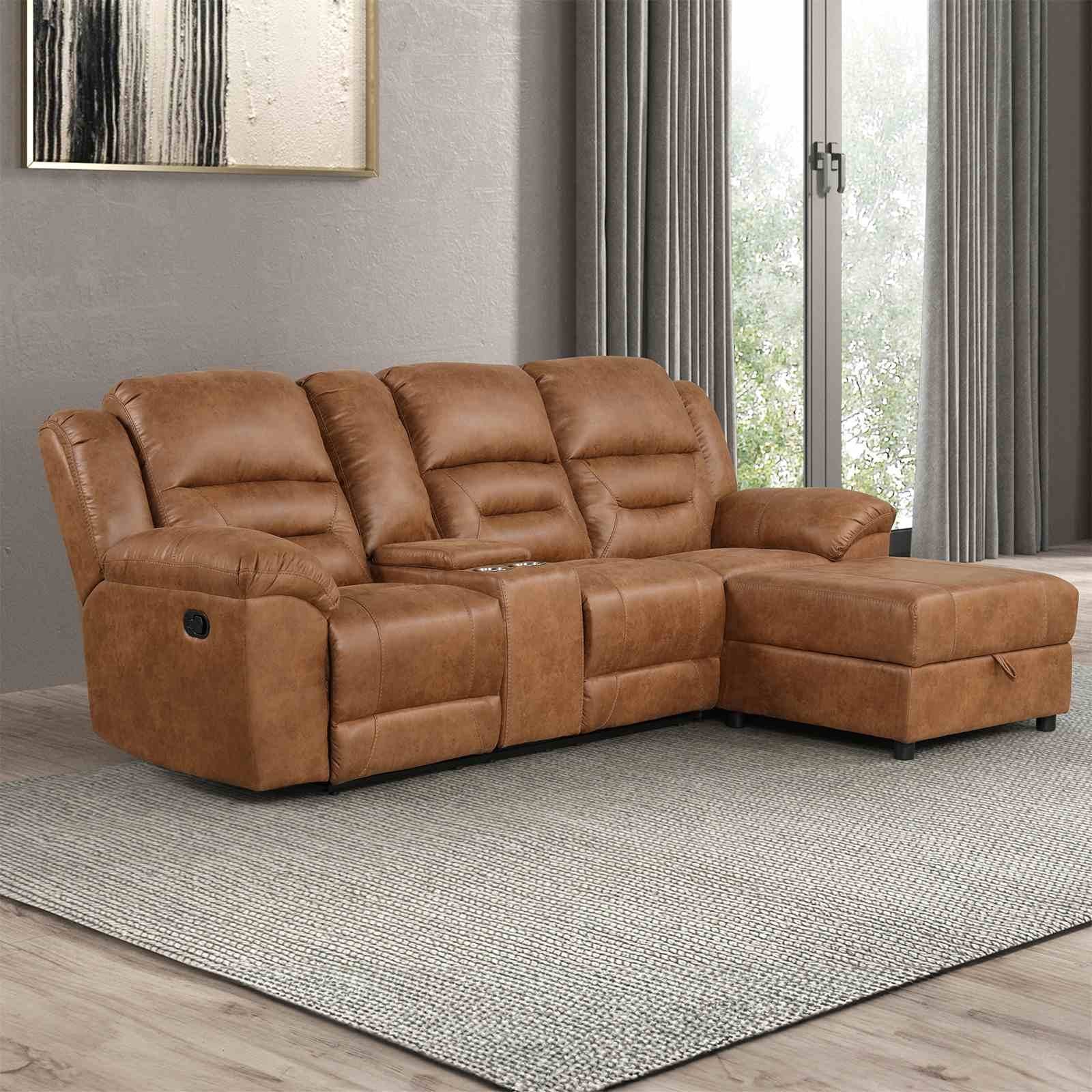 Septimus Sectional, Saddle Brown