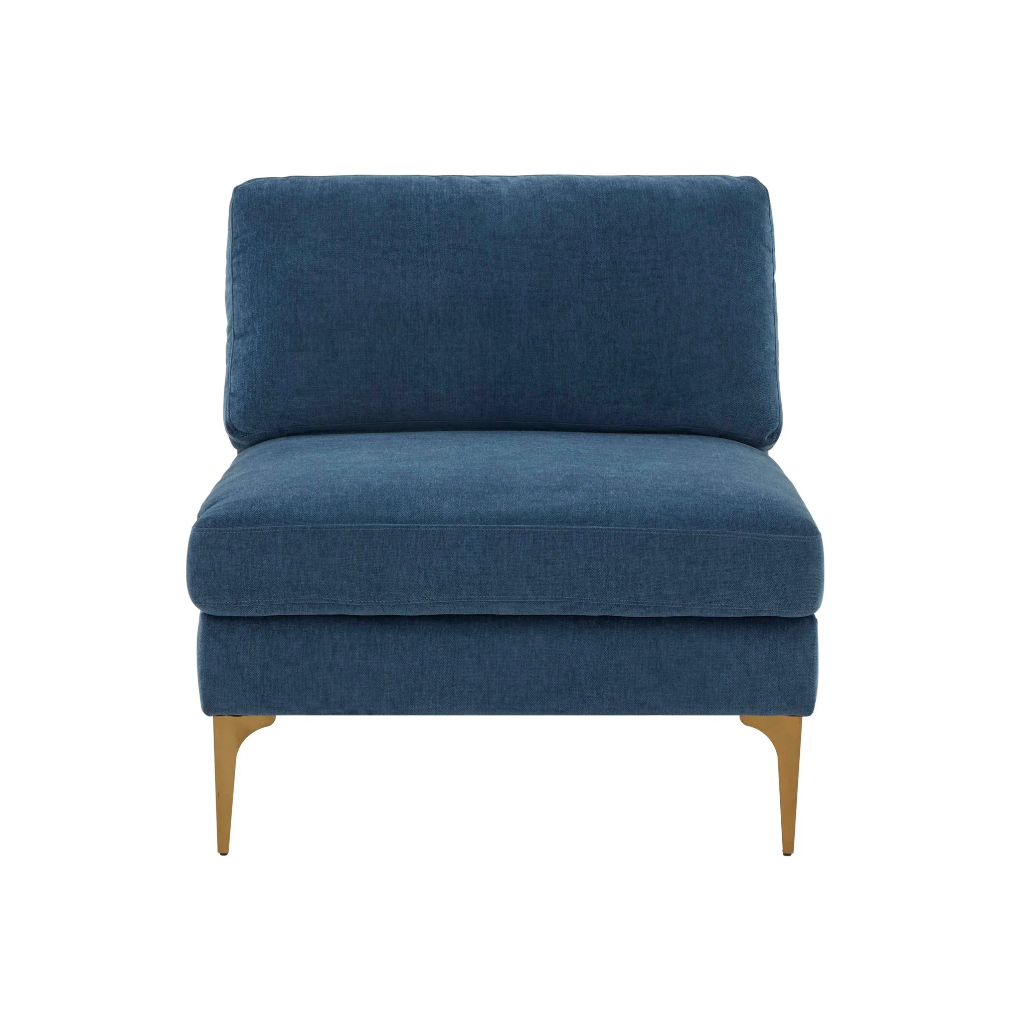 Serena Blue Velvet Armless Chair