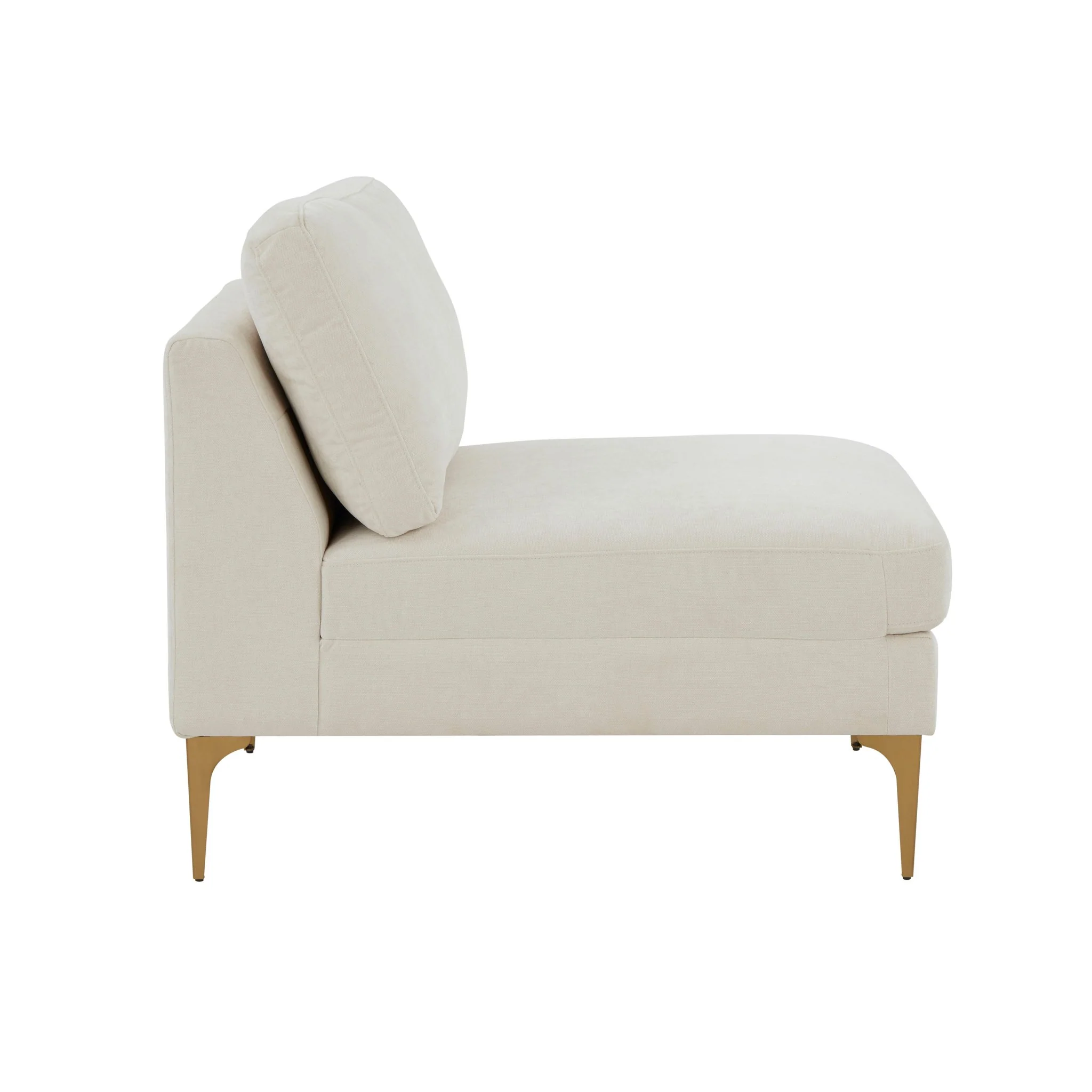 Serena Cream Velvet Armless Chair - Image 3