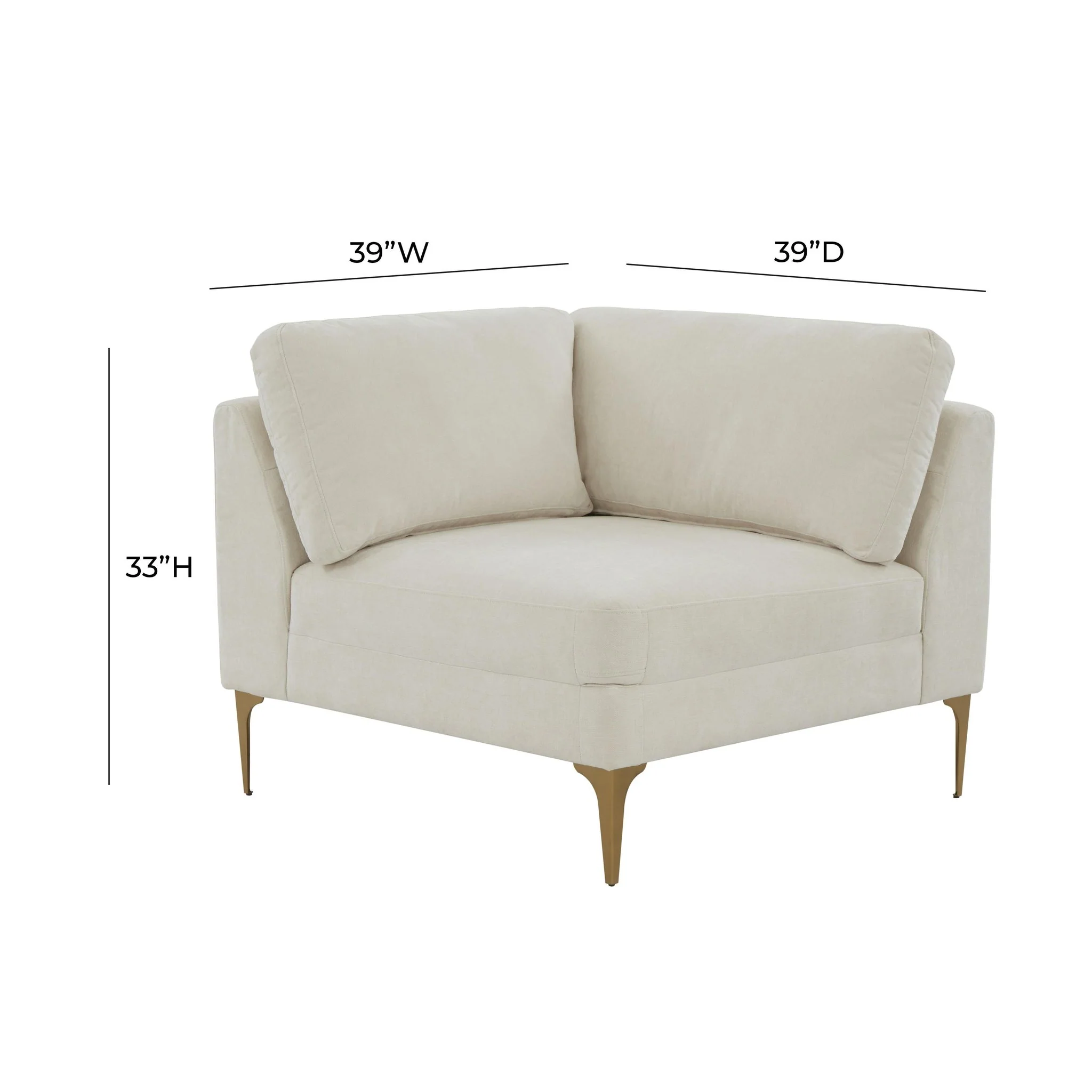 Serena Cream Velvet Corner Seat - Image 5